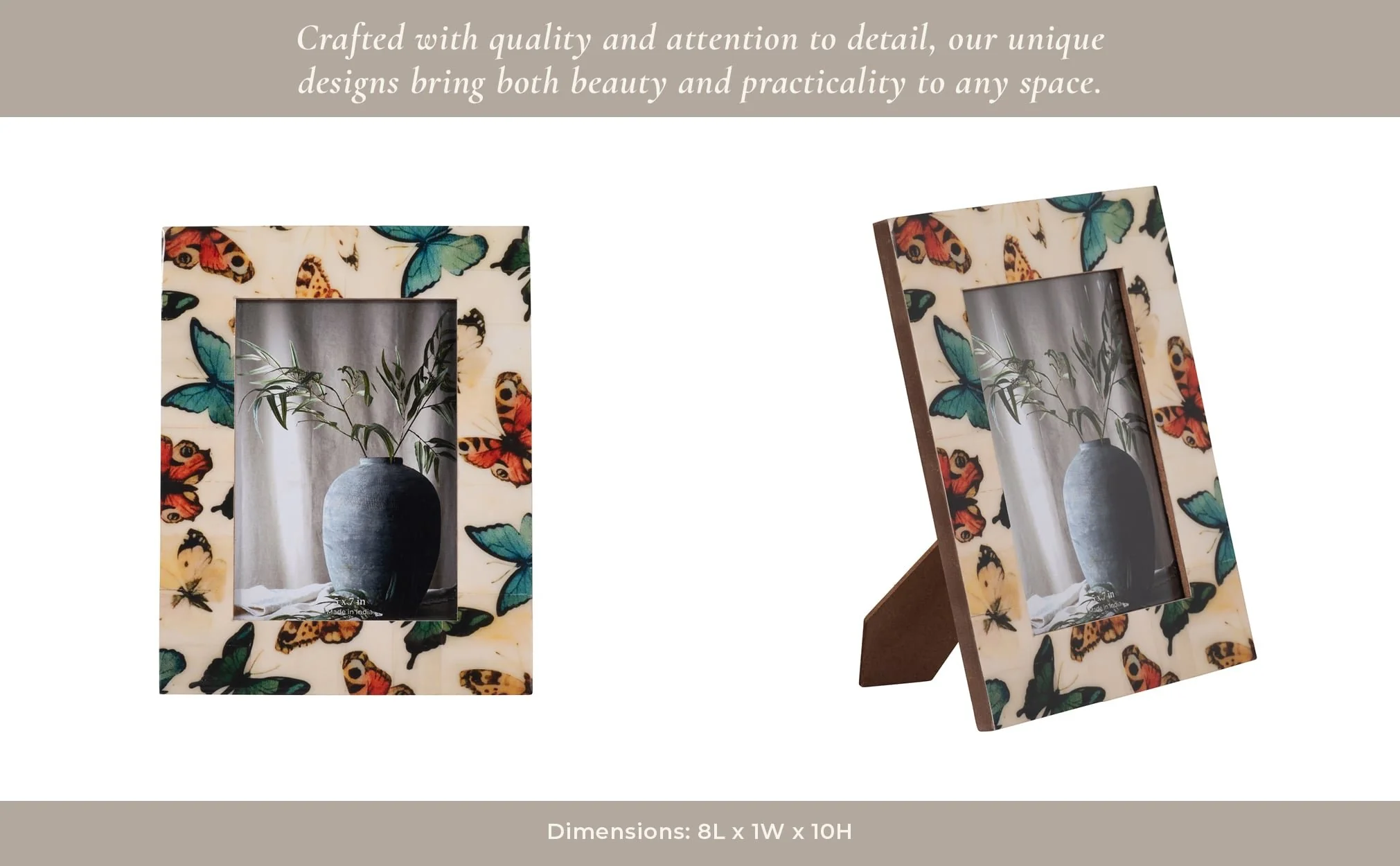 Resin, 5x7 Butterflies Photo Frame, Multi - Image 13