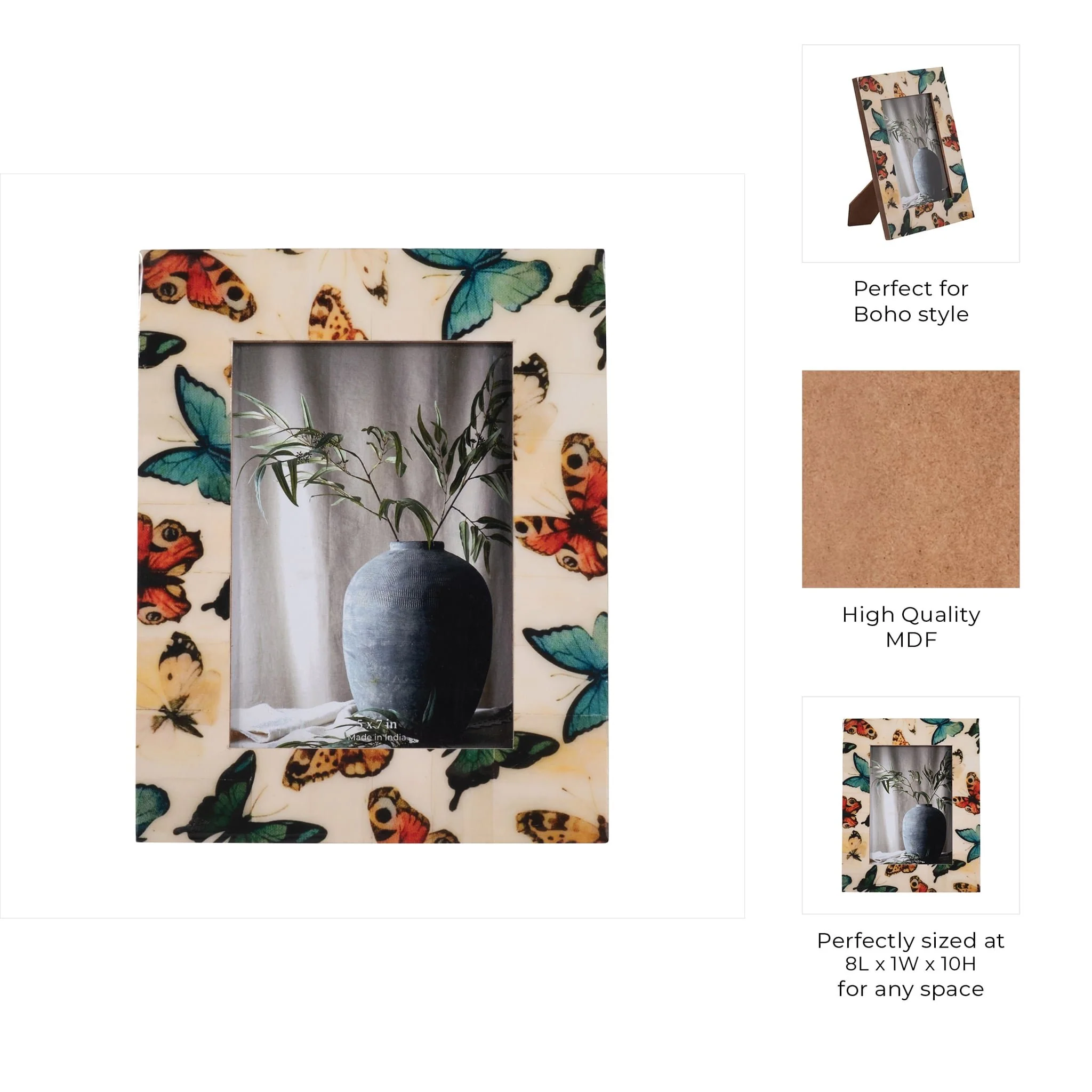 Resin, 5x7 Butterflies Photo Frame, Multi - Image 8