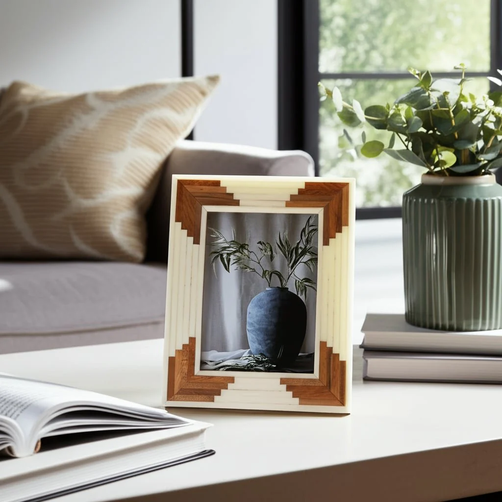 Resin, 5x7 Cascading Wood Photo Frame, White - Image 9