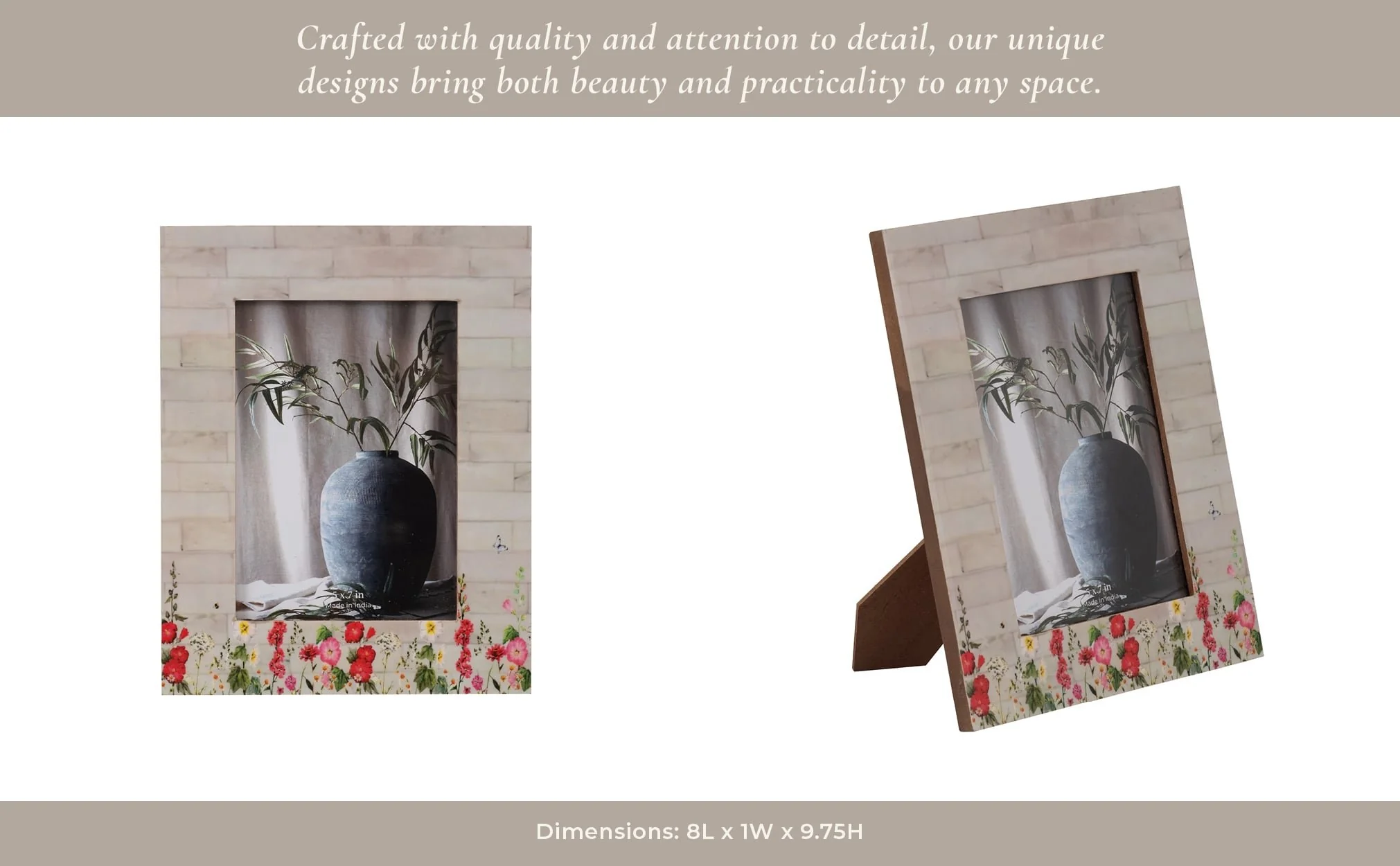 Resin, 5x7 Pink Flower Field Photo Frame, Multi - Image 15