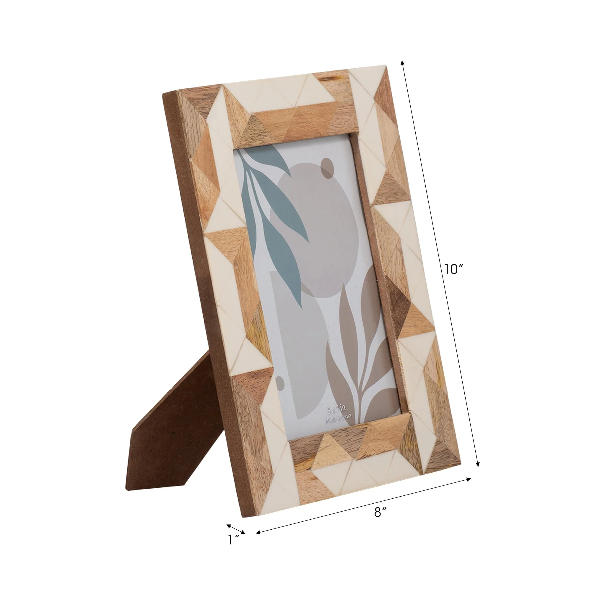 Resin, 5x7 Wood & White Geometric Photo Frame, Whi - Image 7