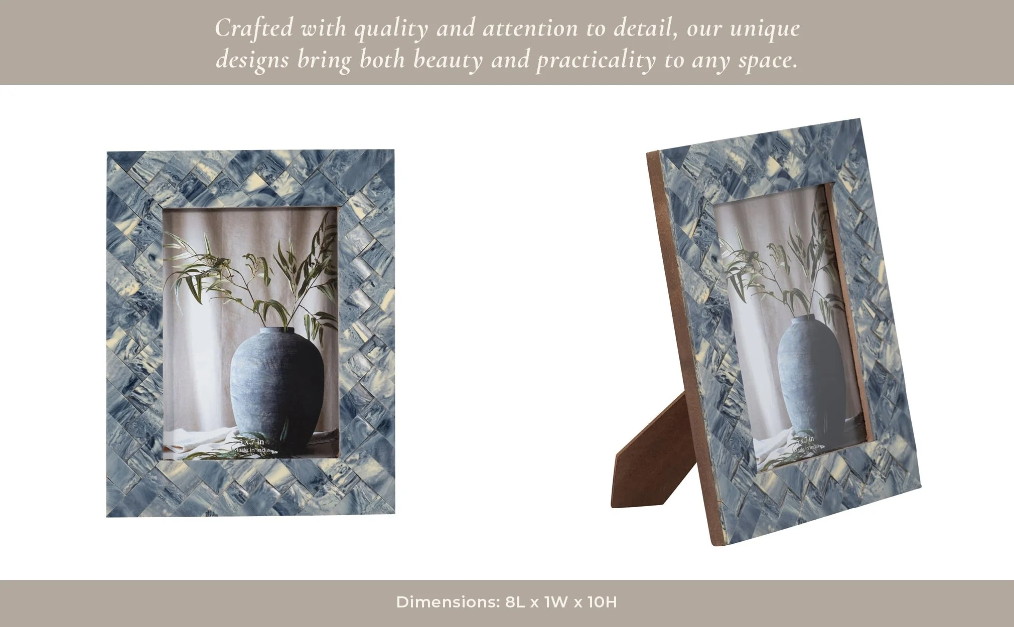 Resin, 5x7 Woven Photo Frame, Blue/ivory - Image 12