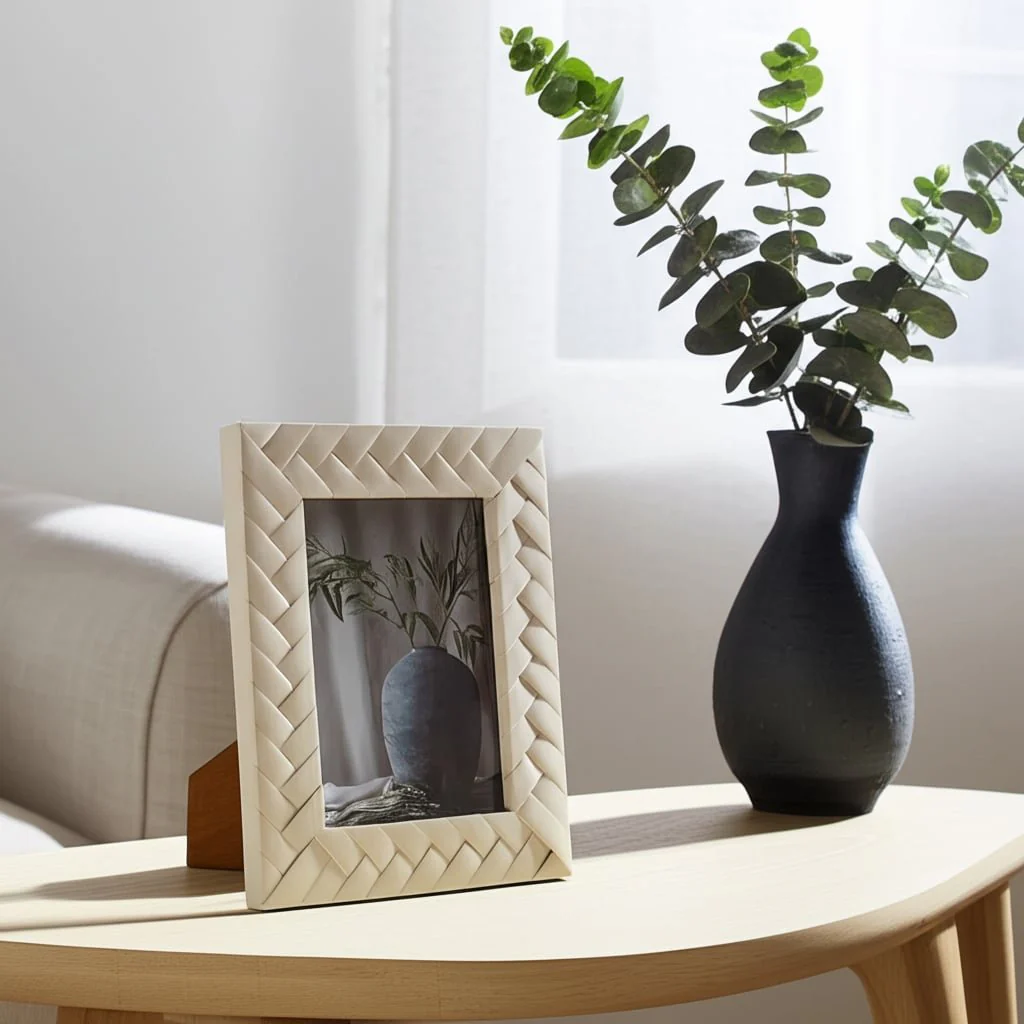 Resin, 5x7 Woven Photo Frame, Ivory - Image 11