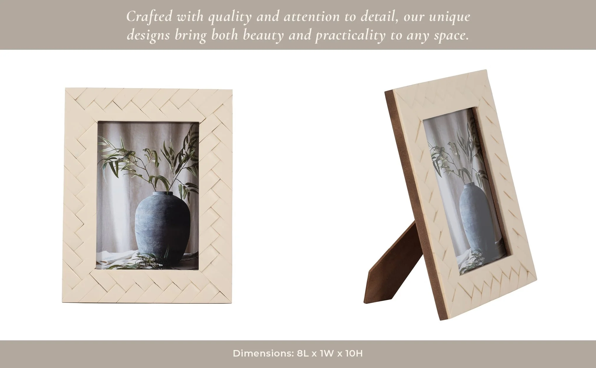 Resin, 5x7 Woven Photo Frame, Ivory - Image 12