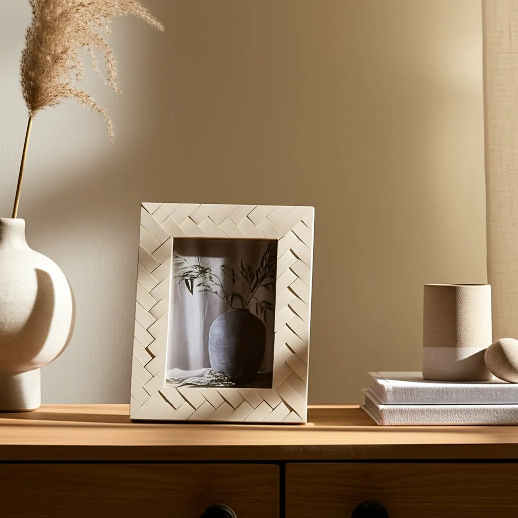Resin, 5x7 Woven Photo Frame, Ivory - Image 9
