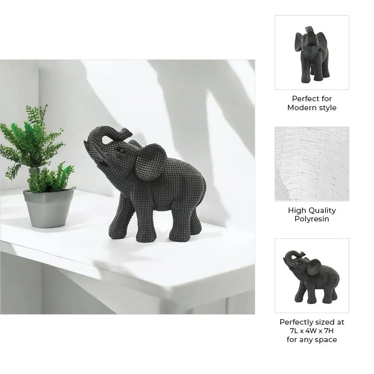 Resin 7" Elephant Table Accent, Black - Image 6