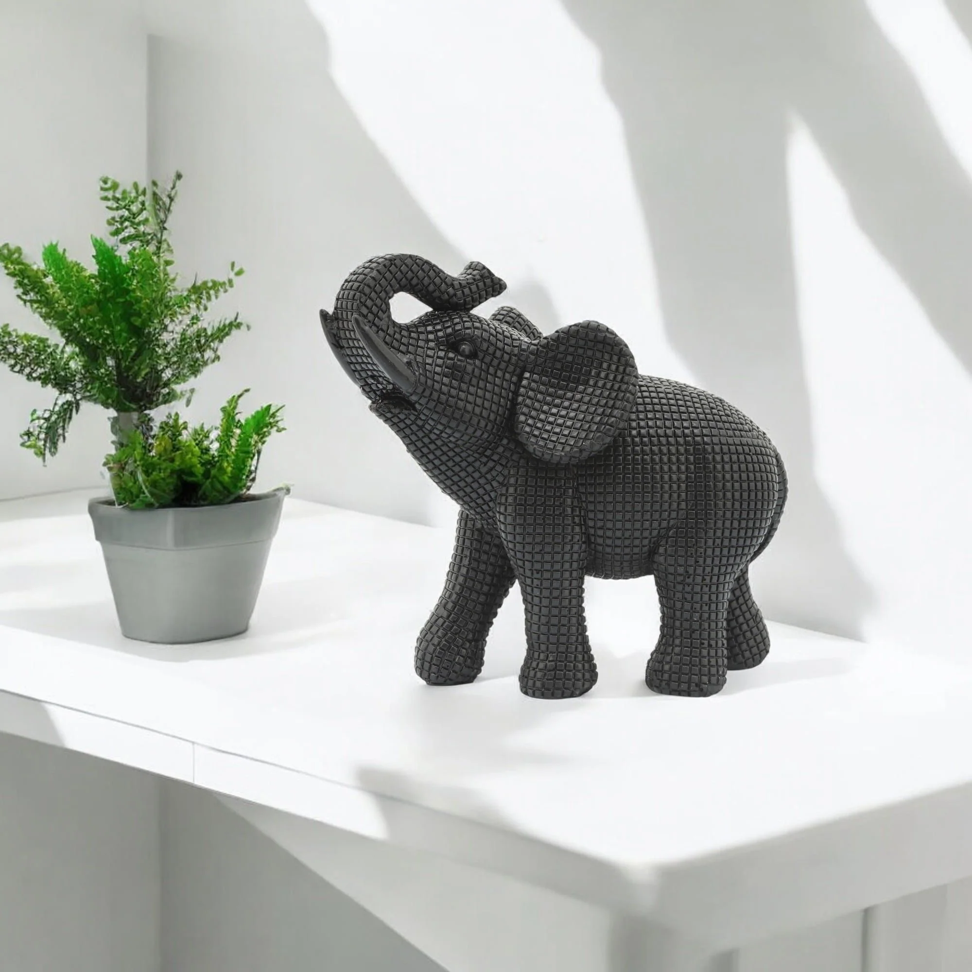 Resin 7" Elephant Table Accent, Black - Image 7