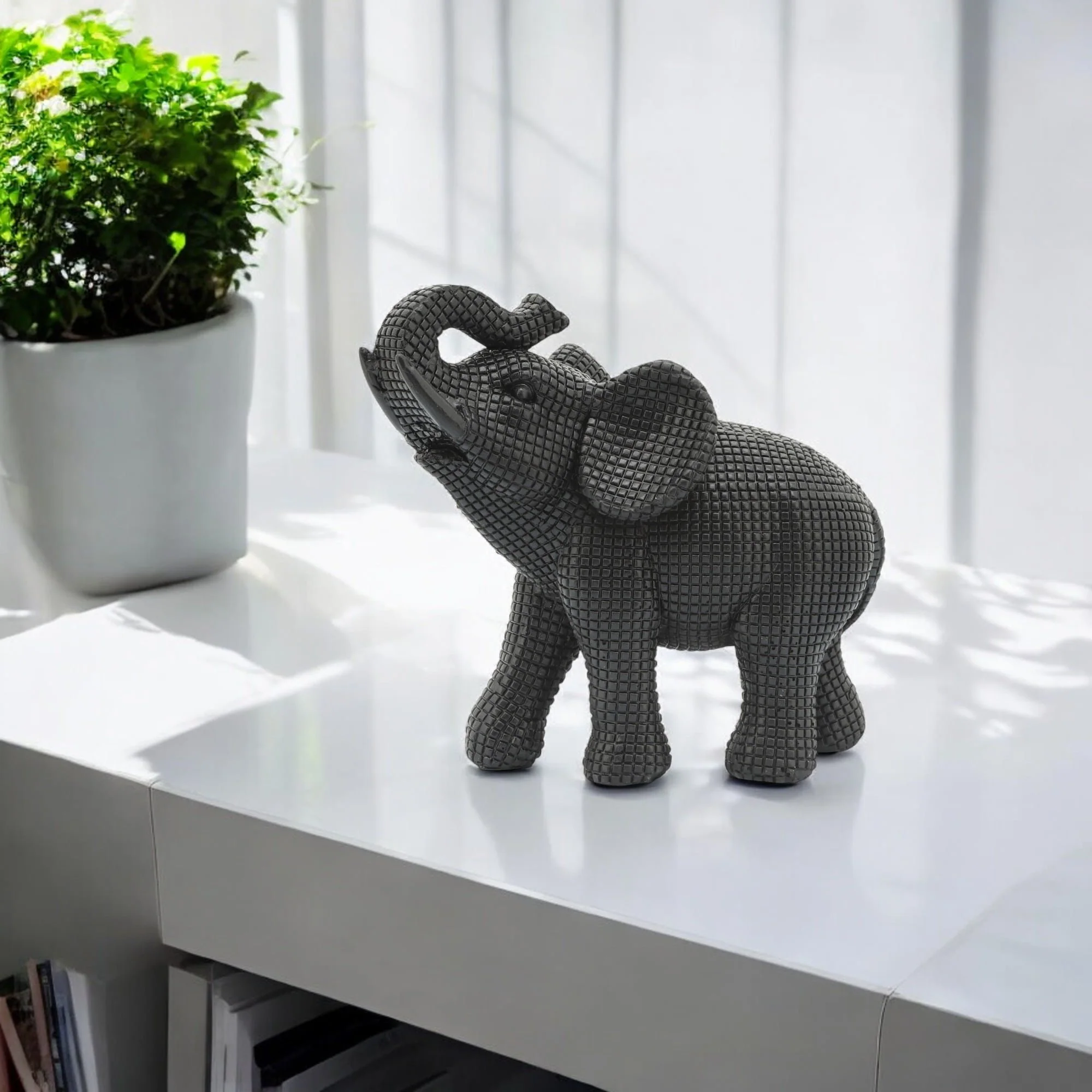 Resin 7" Elephant Table Accent, Black - Image 8