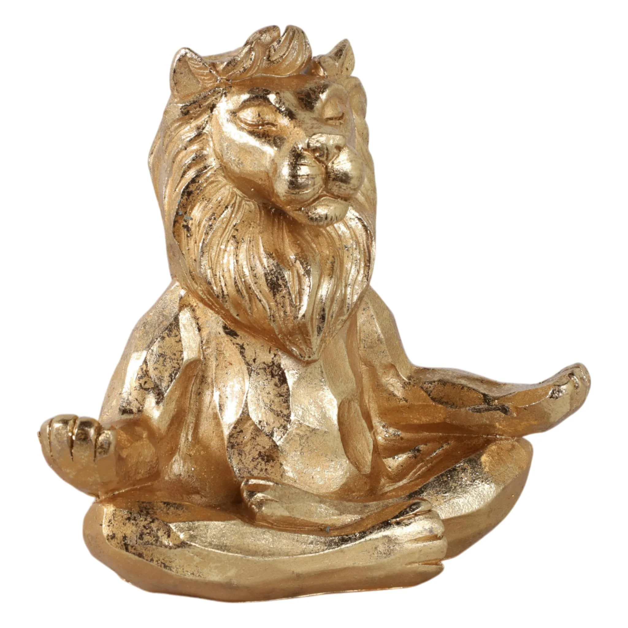 Resin 7" Yoga Lion, Gold - Image 2