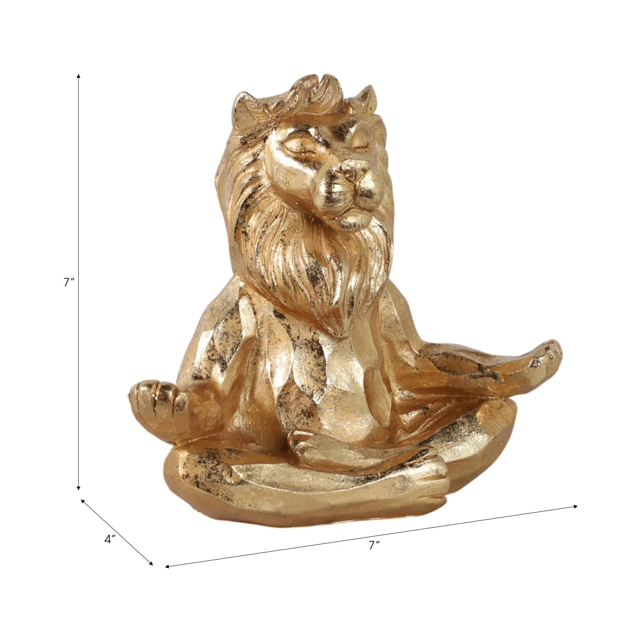 Resin 7" Yoga Lion, Gold - Image 8