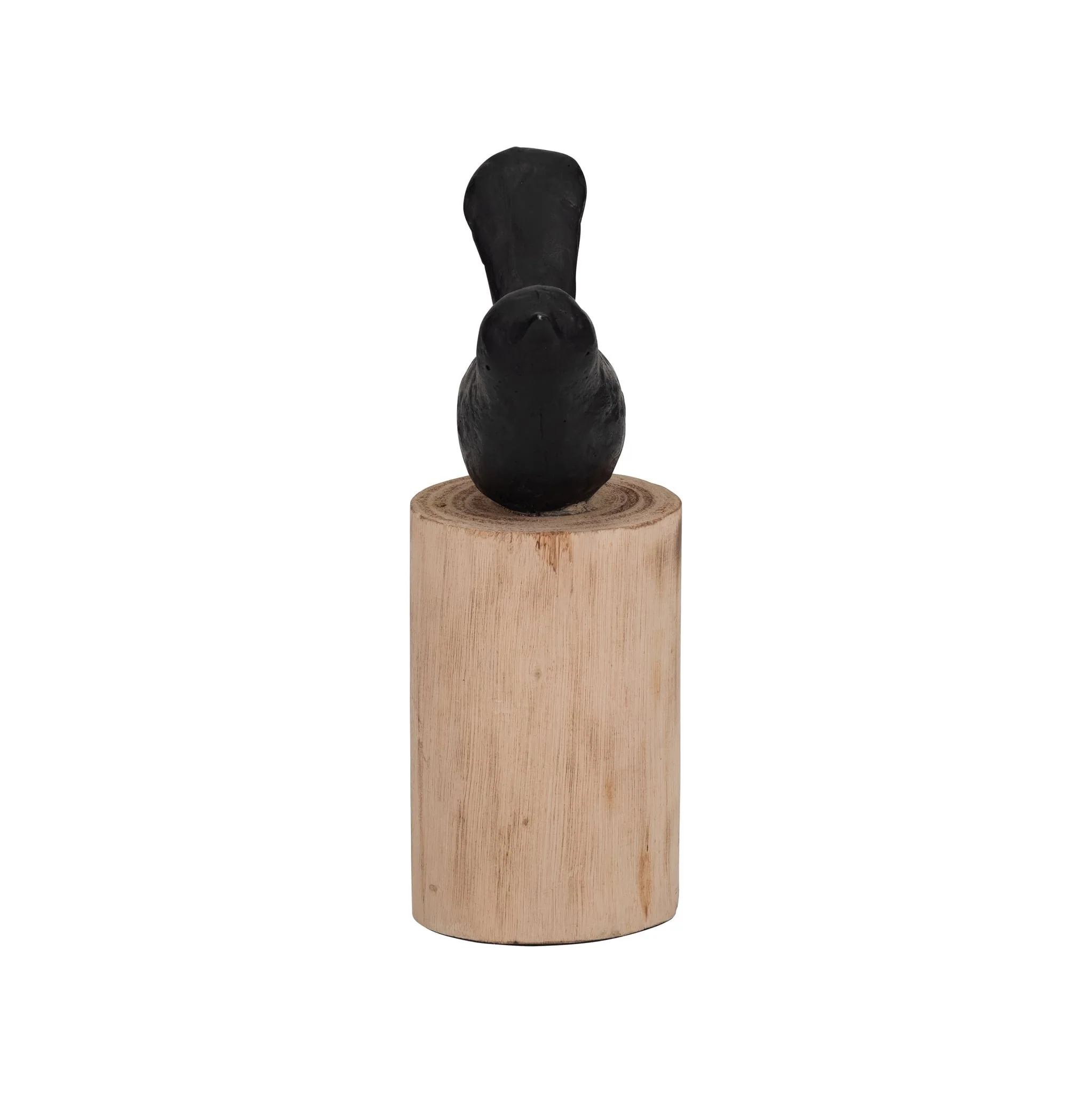 Resin, 9" Bird Perched On Log, Black/brown - Image 3