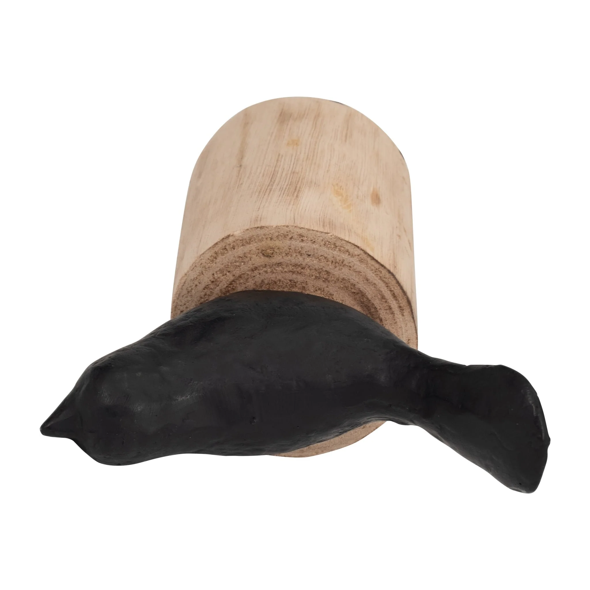 Resin, 9" Bird Perched On Log, Black/brown - Image 6