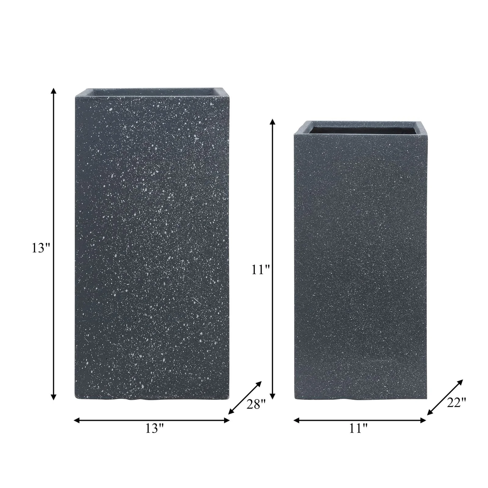 Resin, S/2 11/13"d Square Nested Planters, Dk Gray - Image 8
