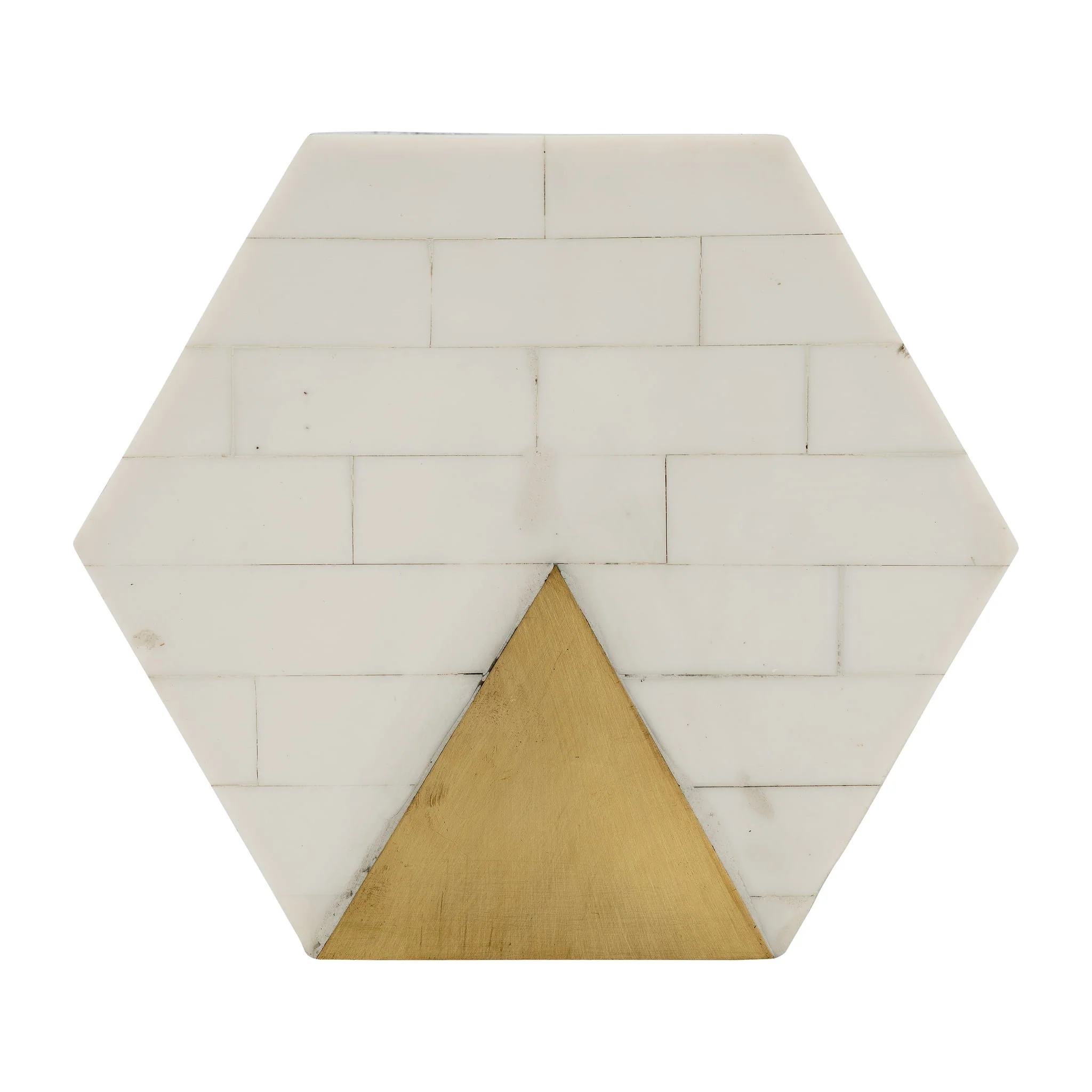 Resin, S/2 5/7" Hxgon Boxes W/brass Inlay, Wht/gld - Image 7