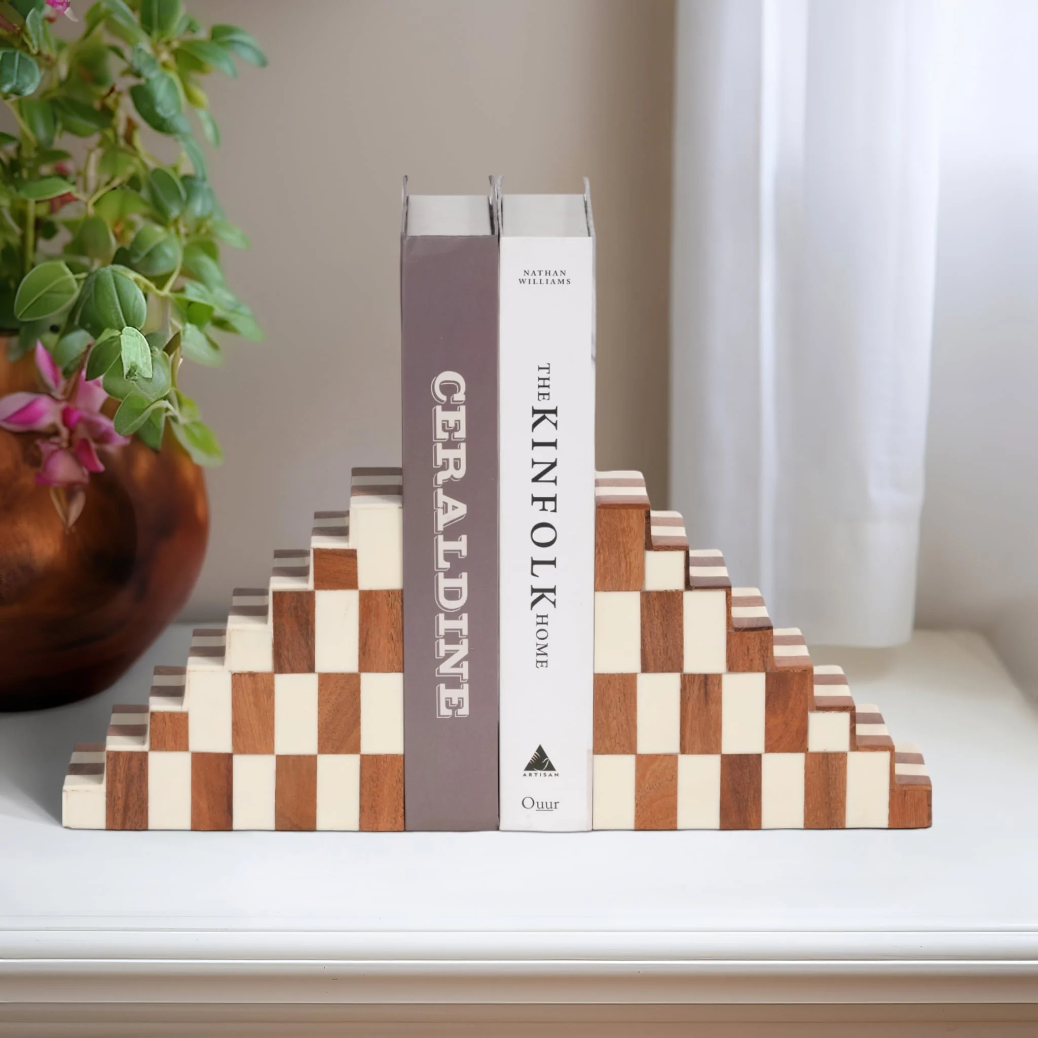 Resin, S/2 6" Steps Bookends, Ivory/natural - Image 9