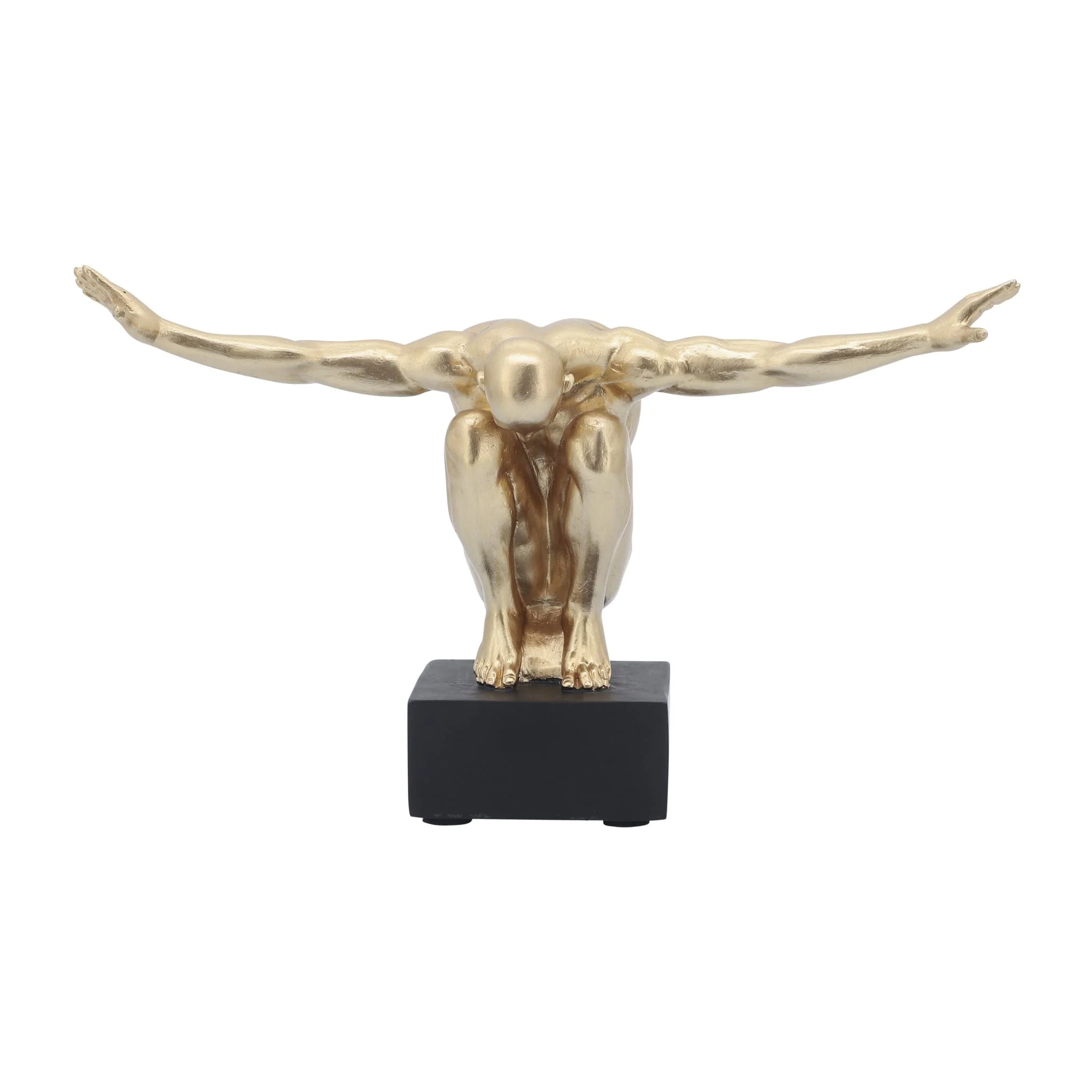 Resin, S/2, 6''h,  Man Sculpture Bookend, Gold - Image 3
