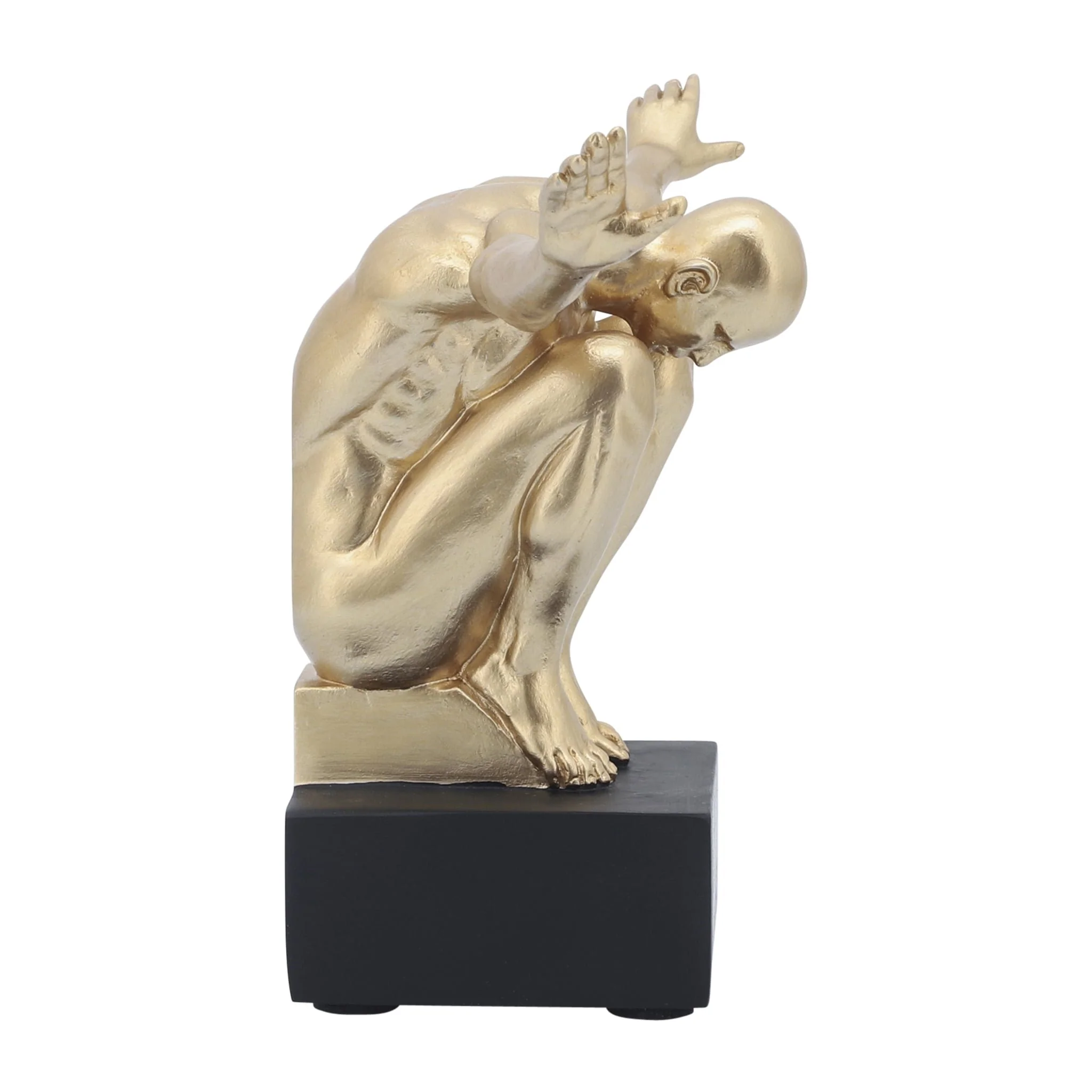 Resin, S/2, 6''h,  Man Sculpture Bookend, Gold - Image 4