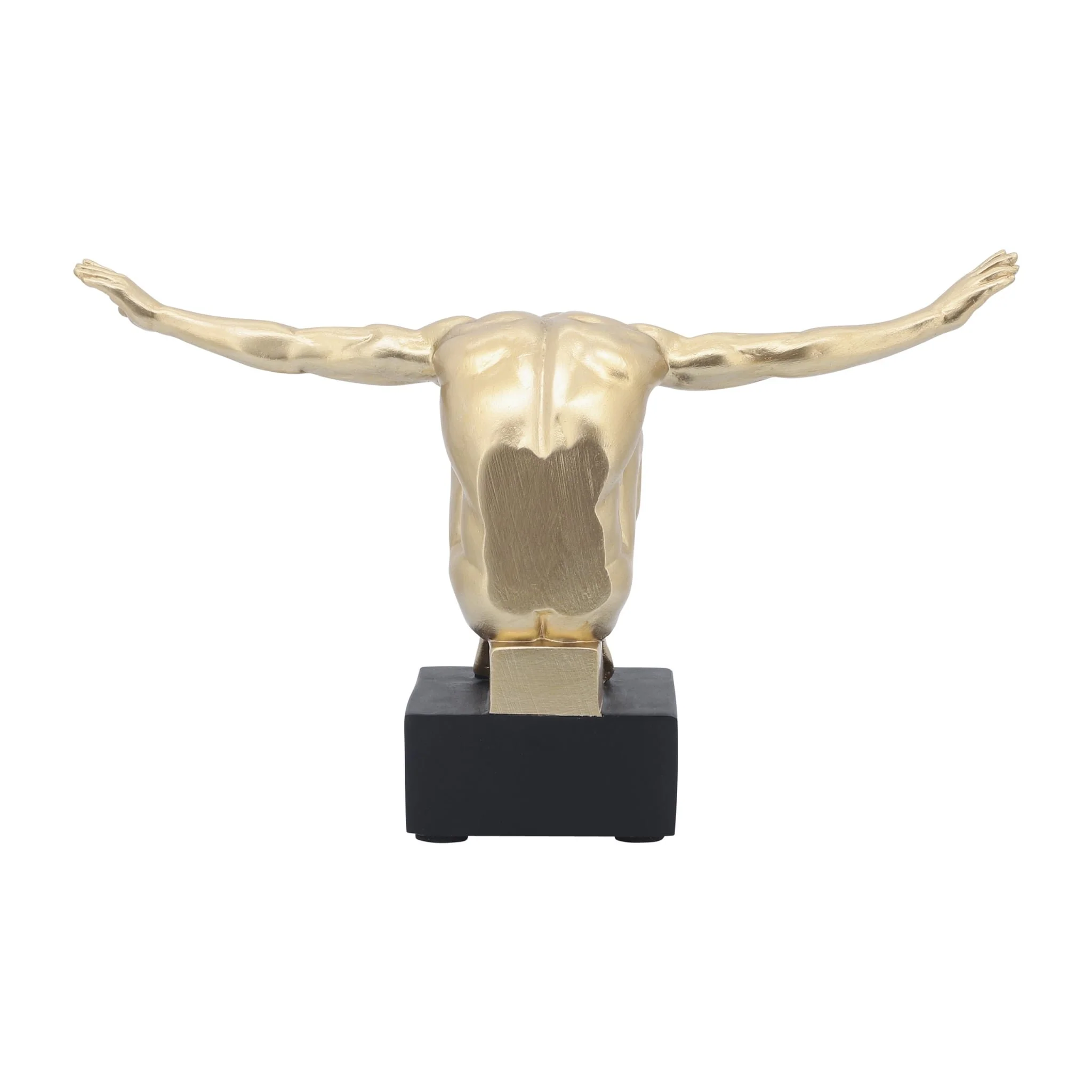 Resin, S/2, 6''h,  Man Sculpture Bookend, Gold - Image 5