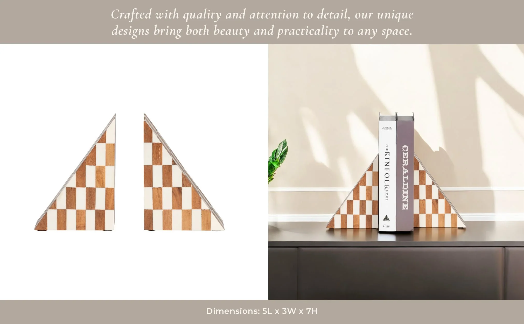 Resin, S/2 7" Right Angle Bookend, Ivory/natural - Image 10