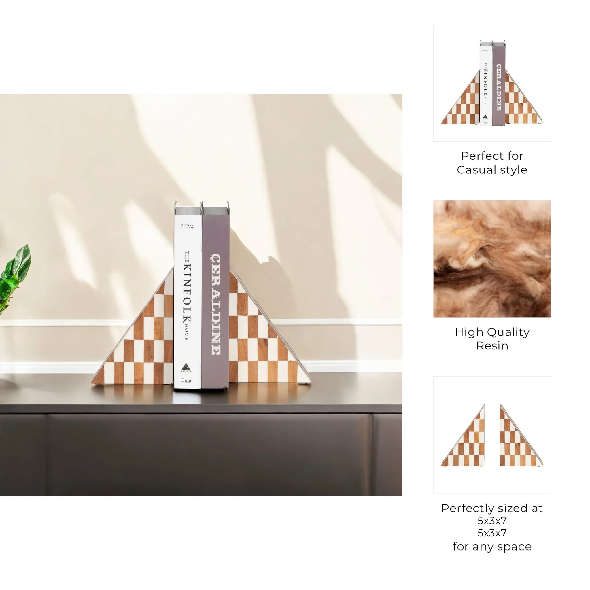 Resin, S/2 7" Right Angle Bookend, Ivory/natural - Image 8