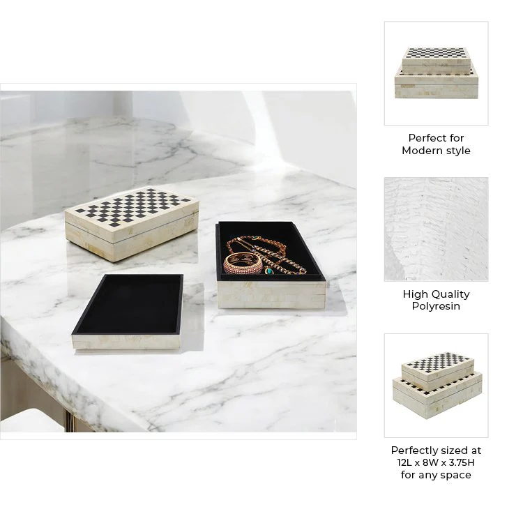 Resin S/2 Checkered Boxes, Black/white - Image 3