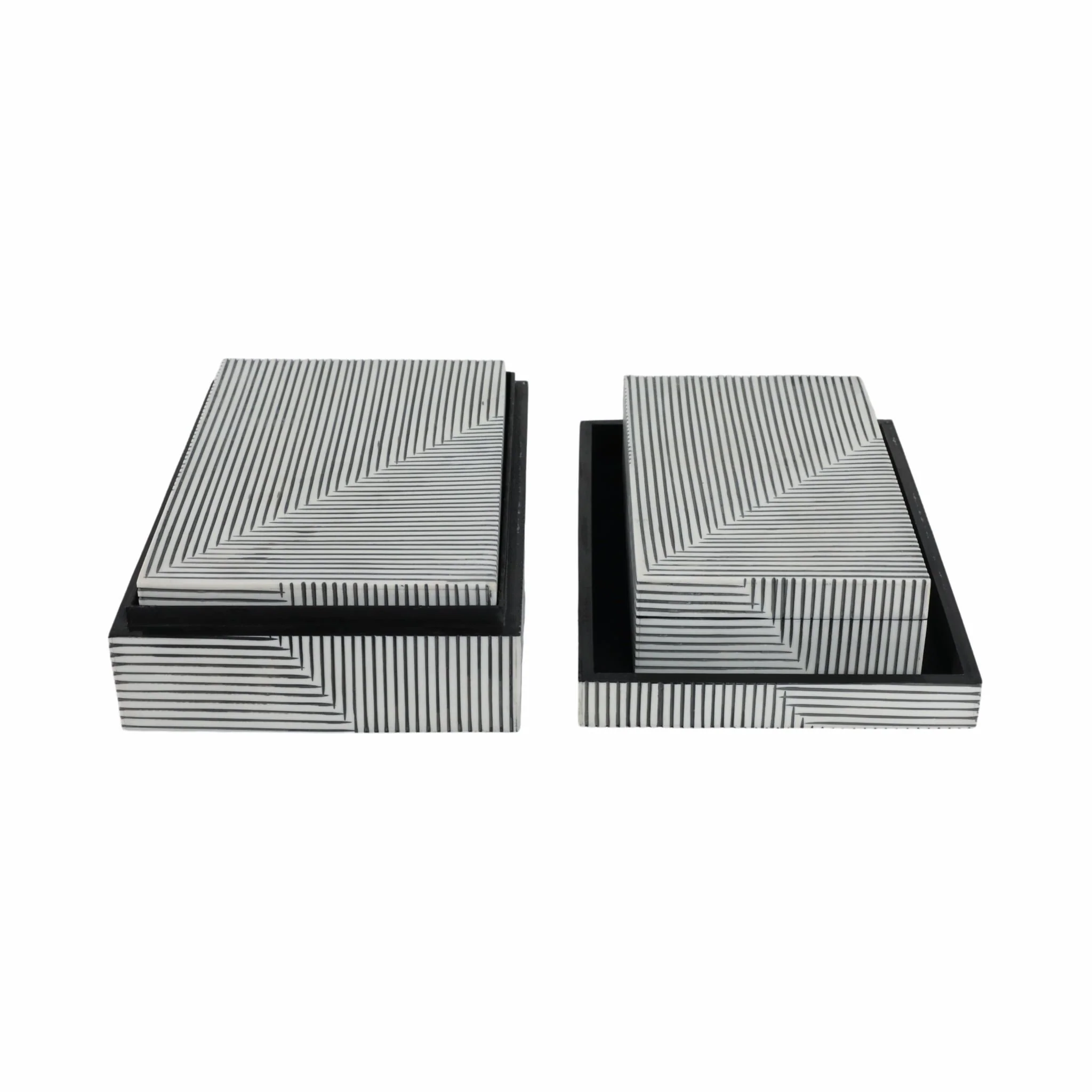 Resin S/3 10/11/12" Pinstripe Boxes, Black/white - Image 4
