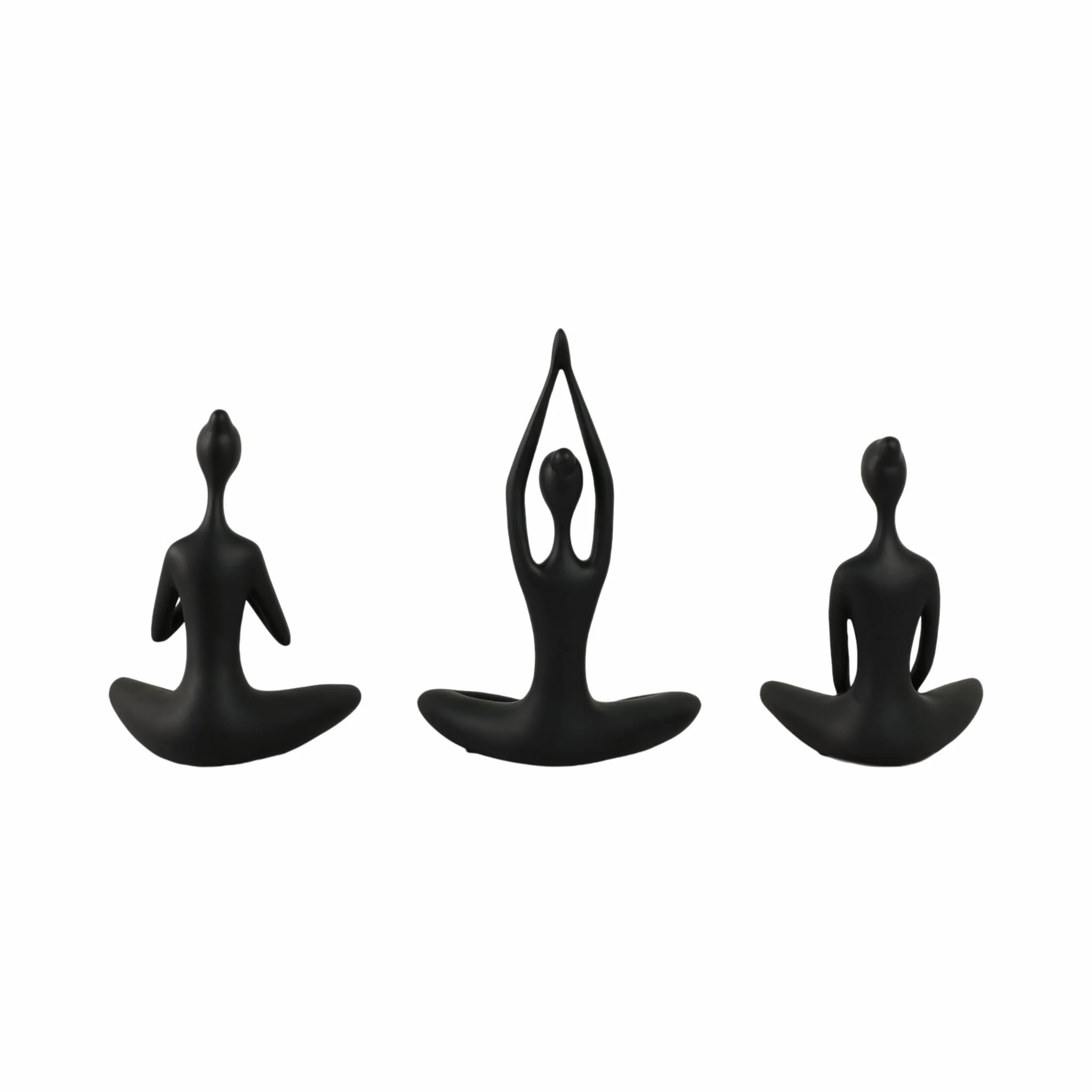 Resin, S/3 10"h Yoga Ladies, Black - Image 4