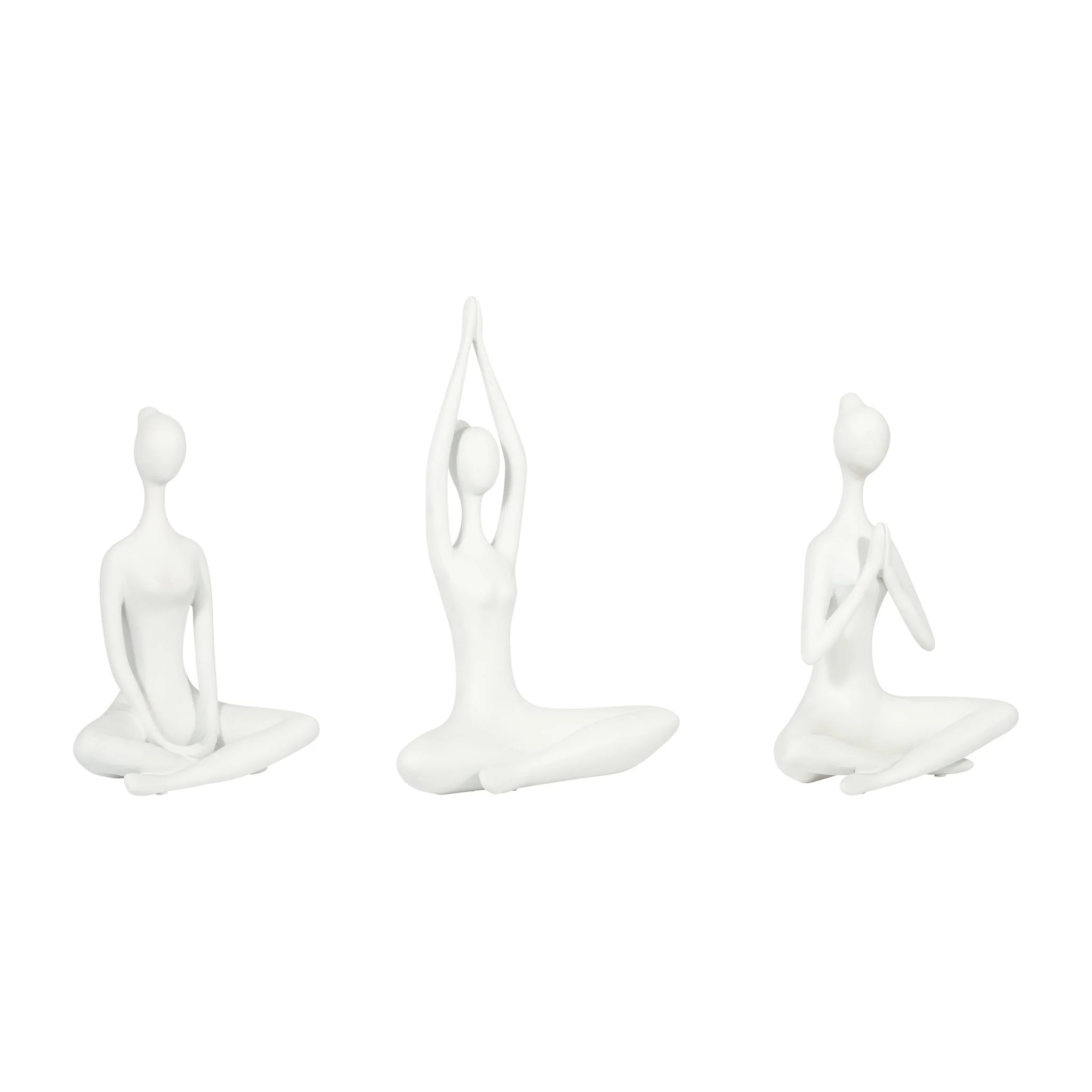 Resin, S/3 10"h Yoga Ladies, Wht - Image 2