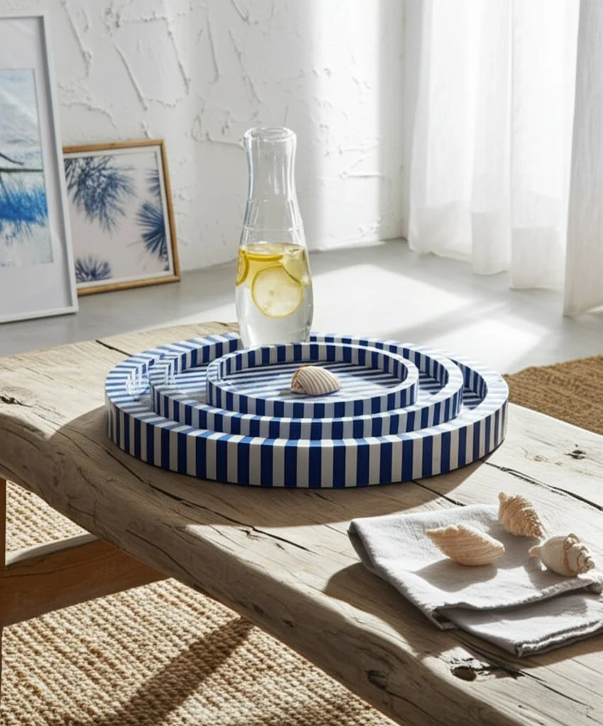 Resin, S/3 12/14/16" Round Trays Blue - Image 10