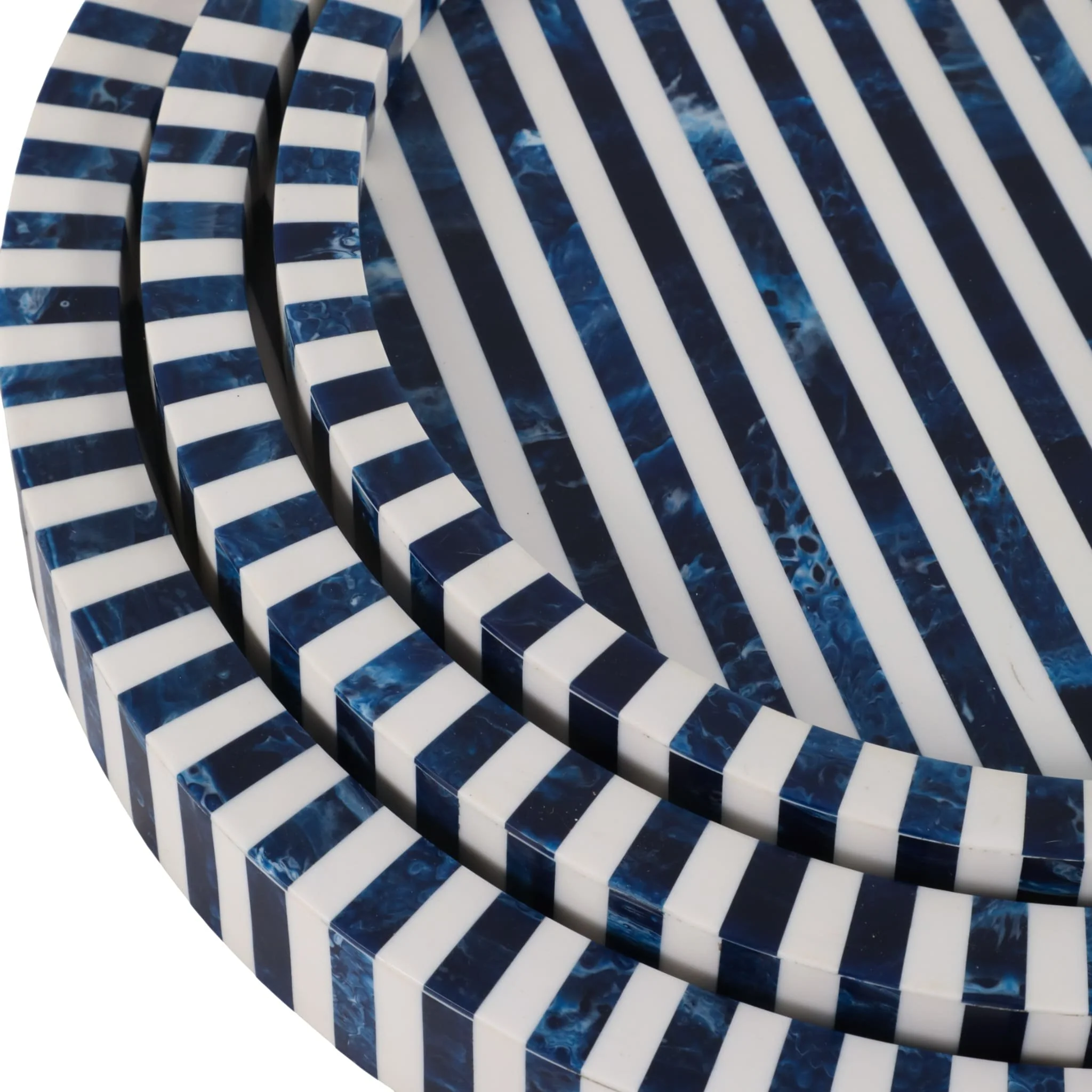 Resin, S/3 12/14/16" Round Trays Blue - Image 5