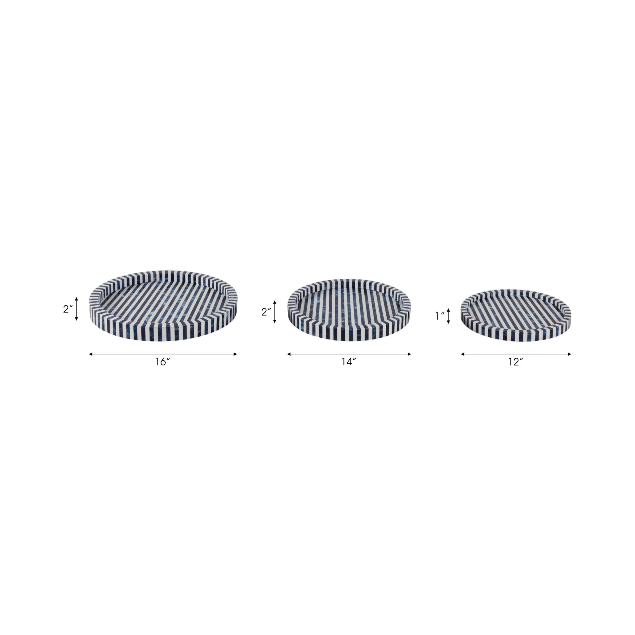 Resin, S/3 12/14/16" Round Trays Blue - Image 8