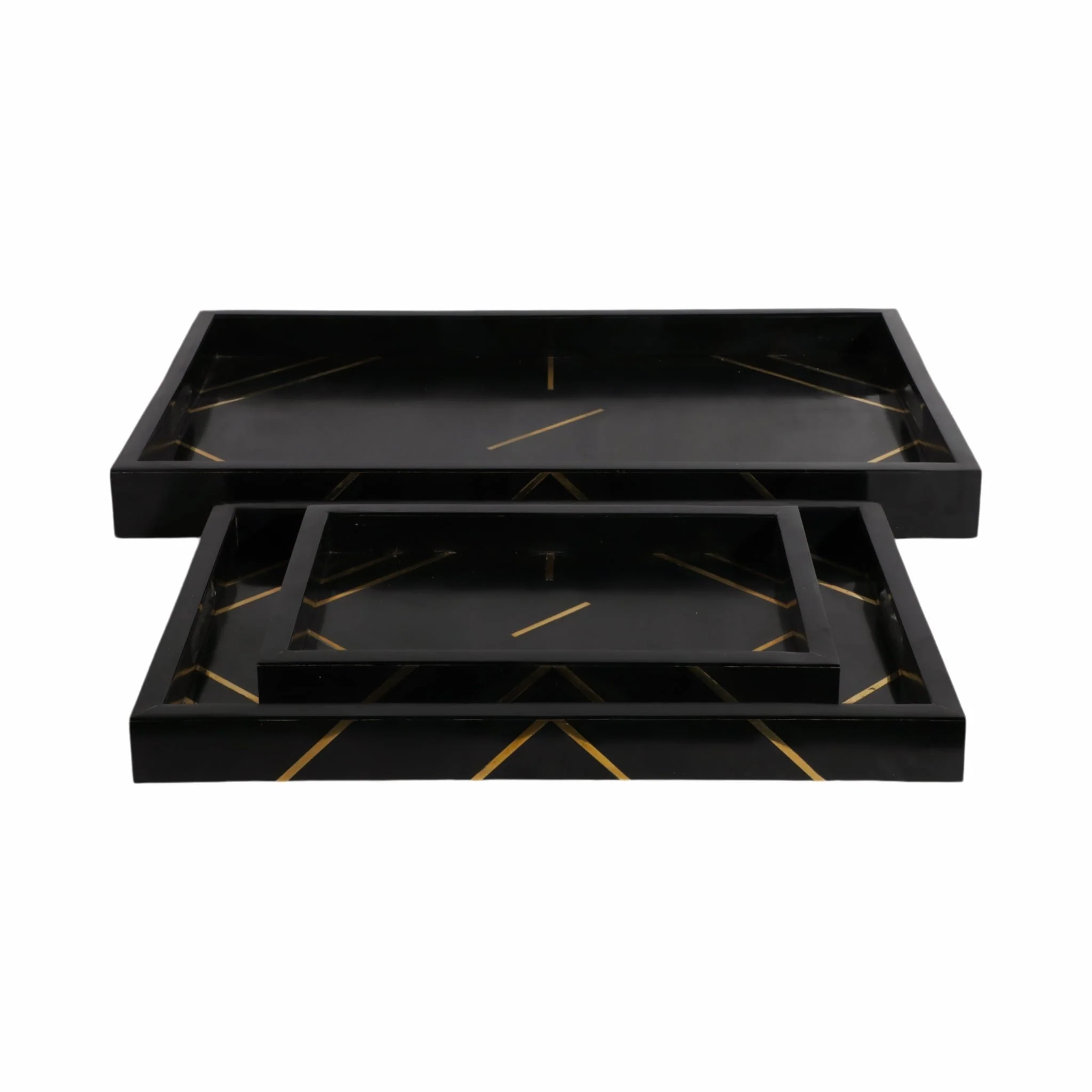 Resin,s/3 13/18/24",brss Inlay Rectangle Tray,blk - Image 4