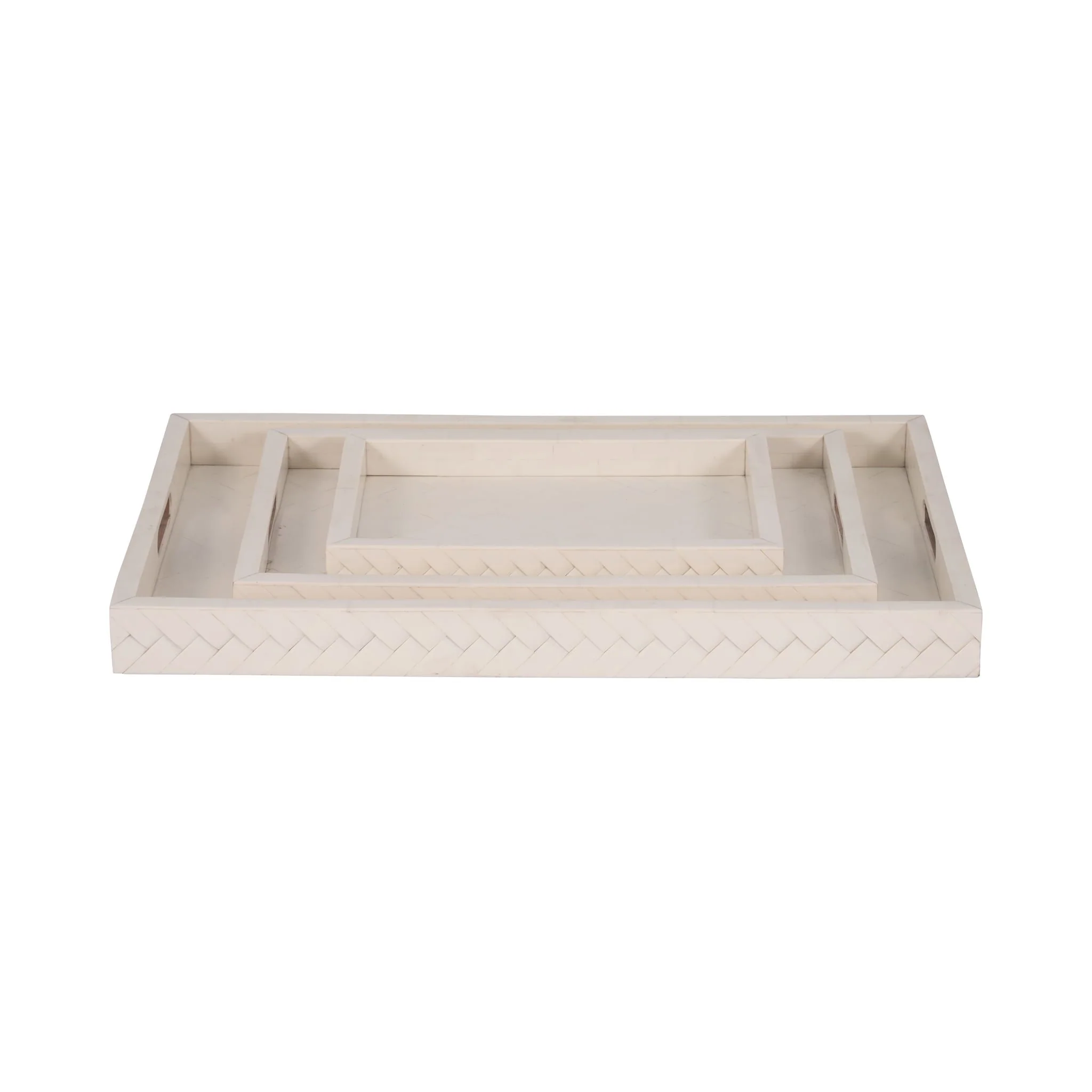 Resin, S/3 13/18/24 Woven Trays, Ivory - Image 4