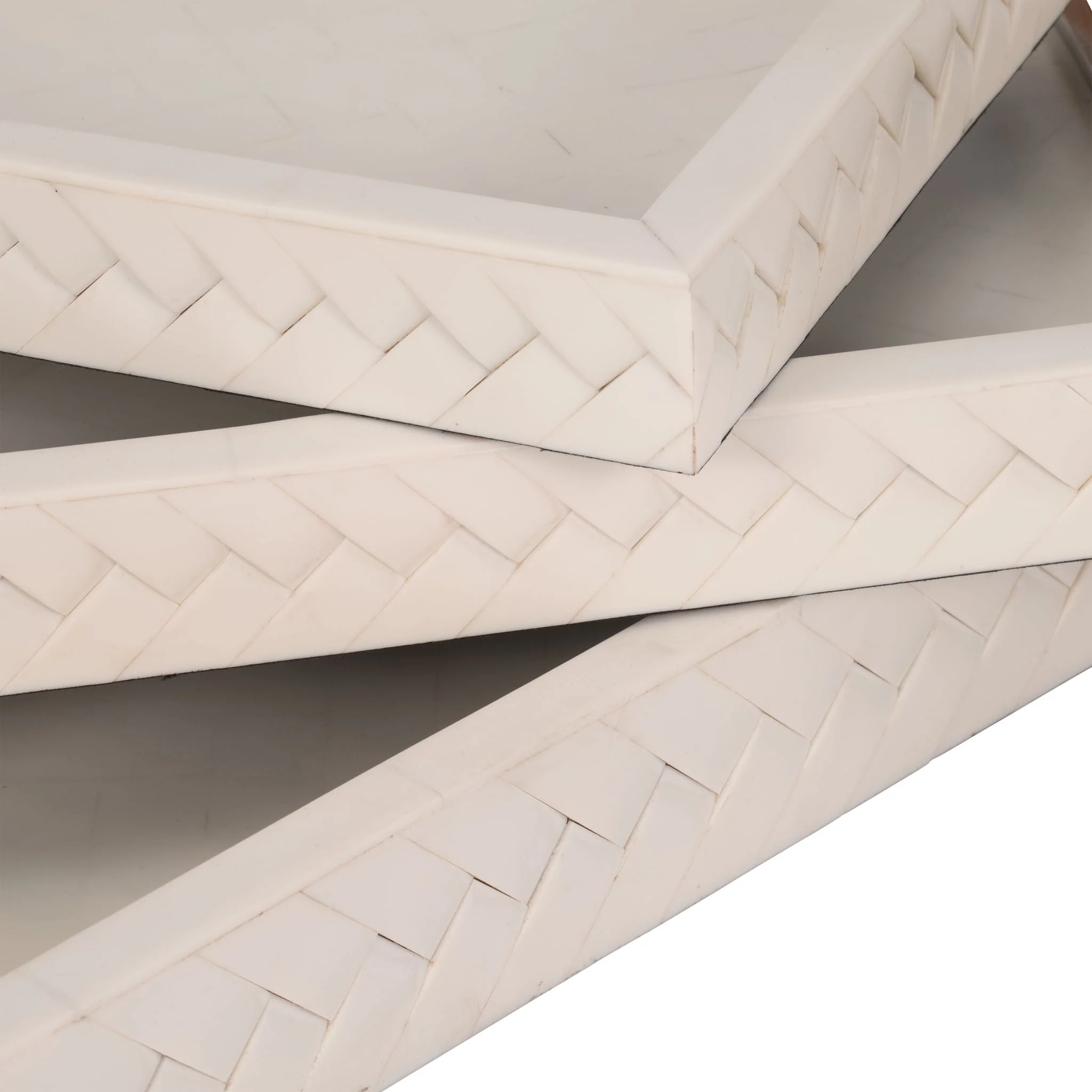 Resin, S/3 13/18/24 Woven Trays, Ivory - Image 5