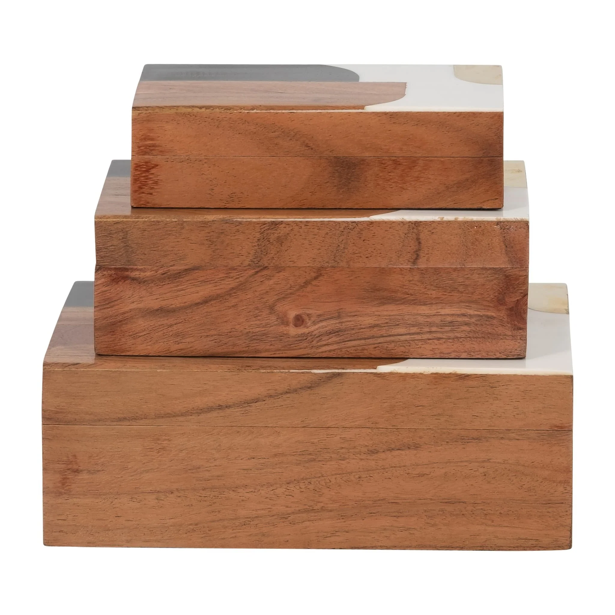 Resin, S/3 6/7/9" Mid-century Boxes, Multi - Image 7