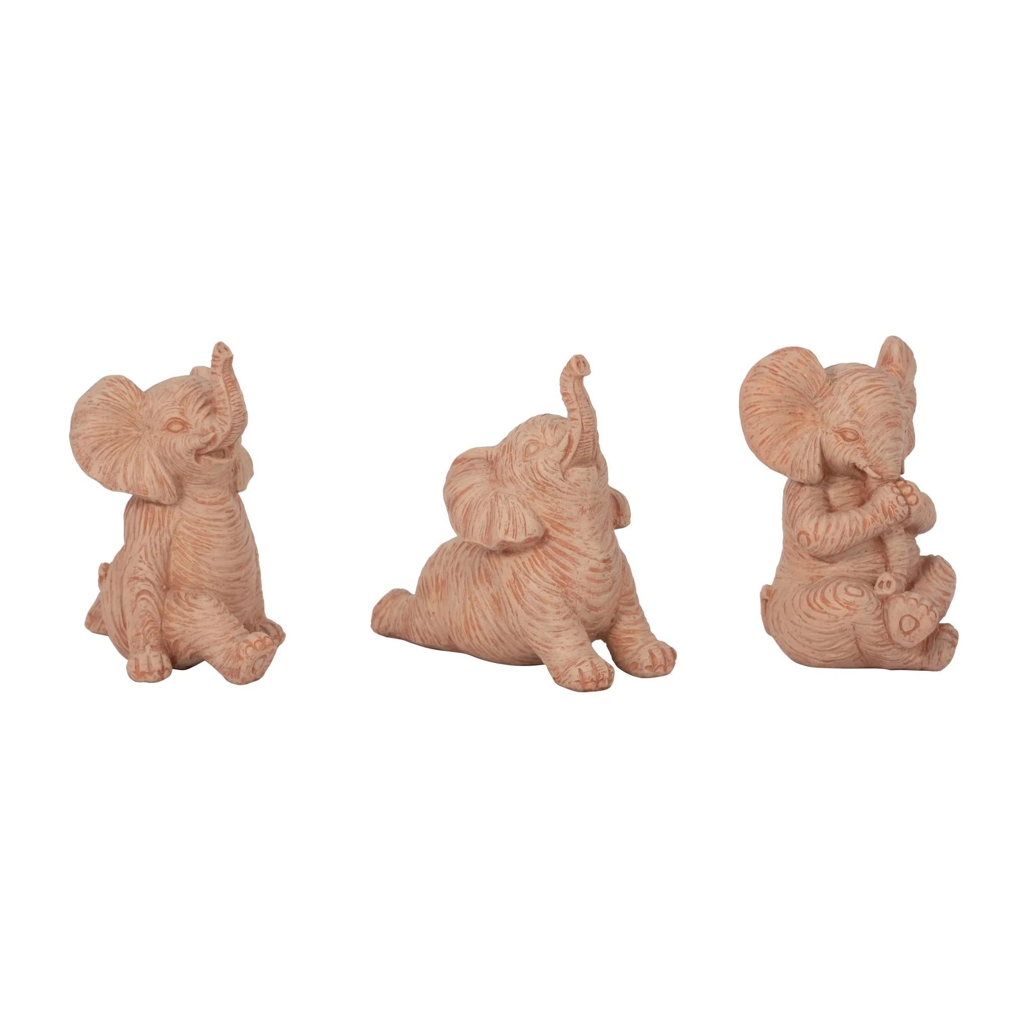 Resin, S/3 6" Stone Look Yoga Elephant, Natural - Image 2