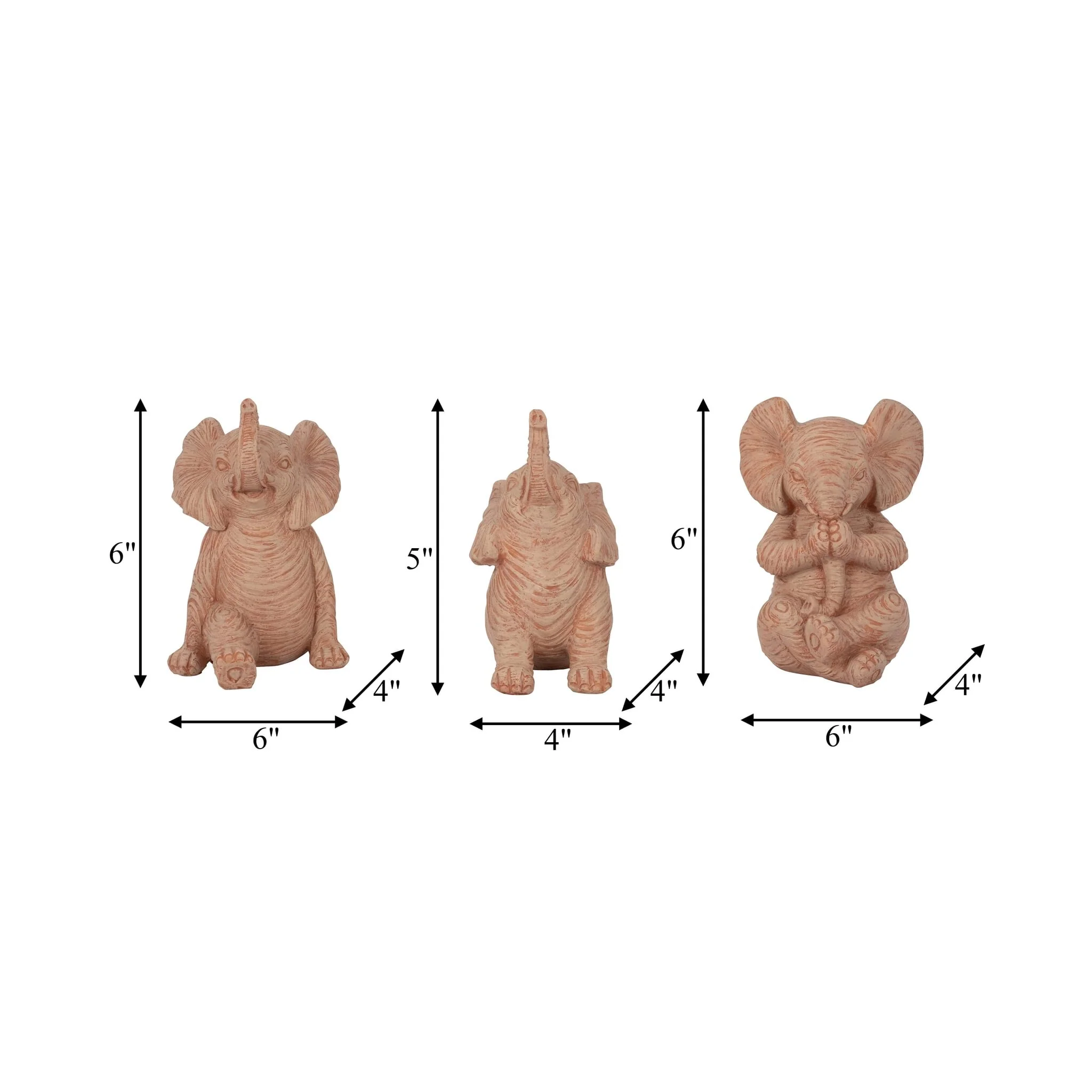 Resin, S/3 6" Stone Look Yoga Elephant, Natural - Image 9