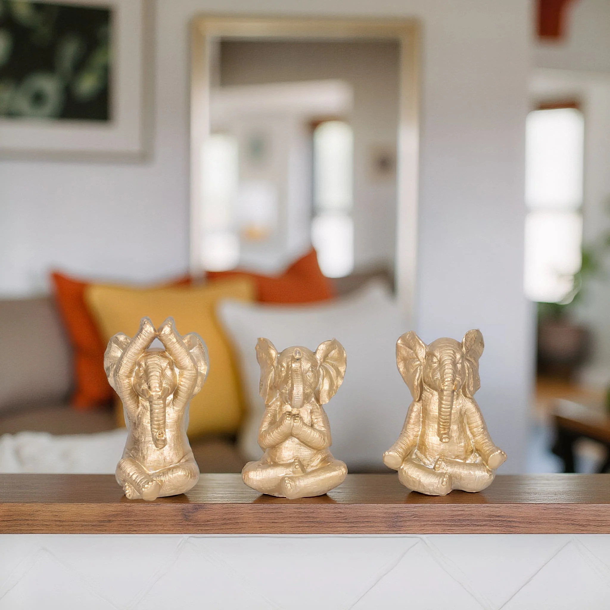 Resin, S/3, 8"h, Yoga Elephants, Gd - Image 11