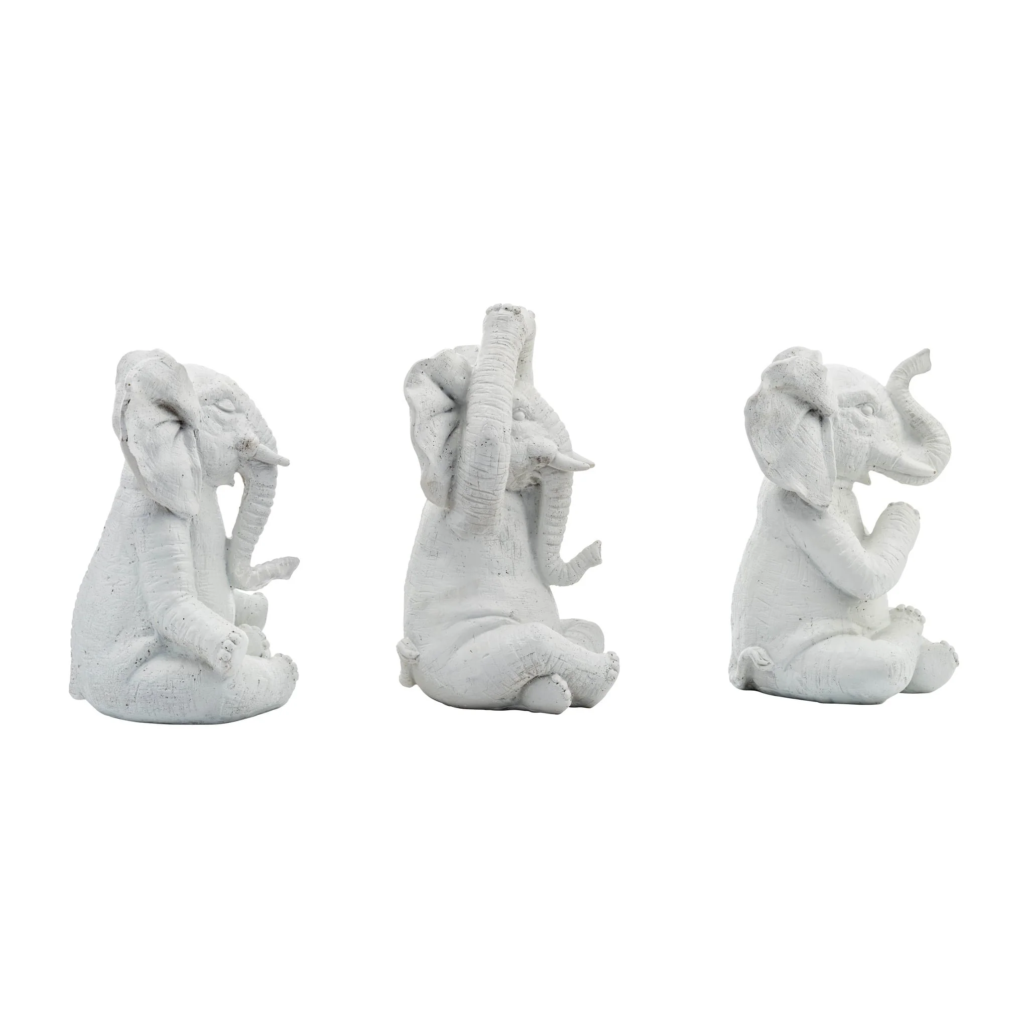 Resin, S/3, 8"h, Yoga Elephants, Wt - Image 3
