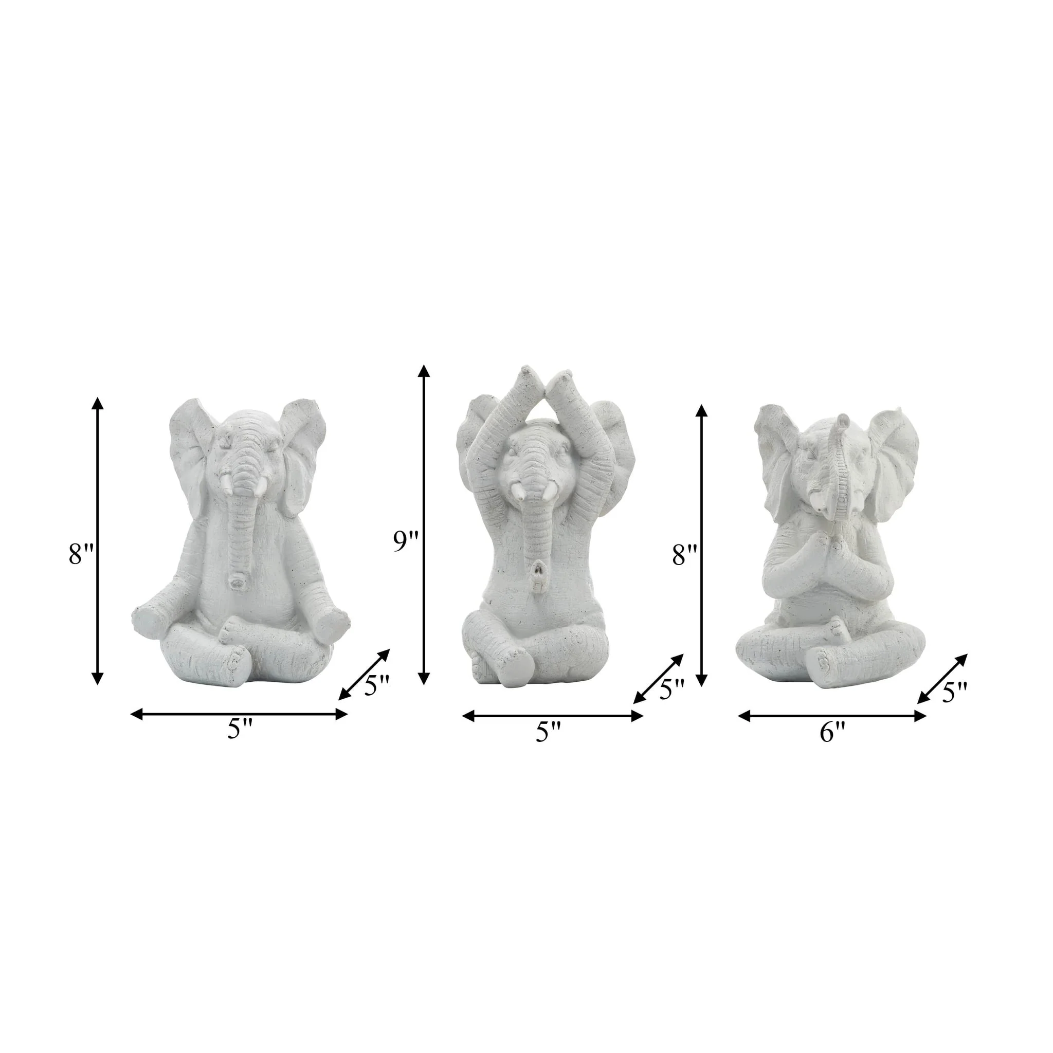 Resin, S/3, 8"h, Yoga Elephants, Wt - Image 7