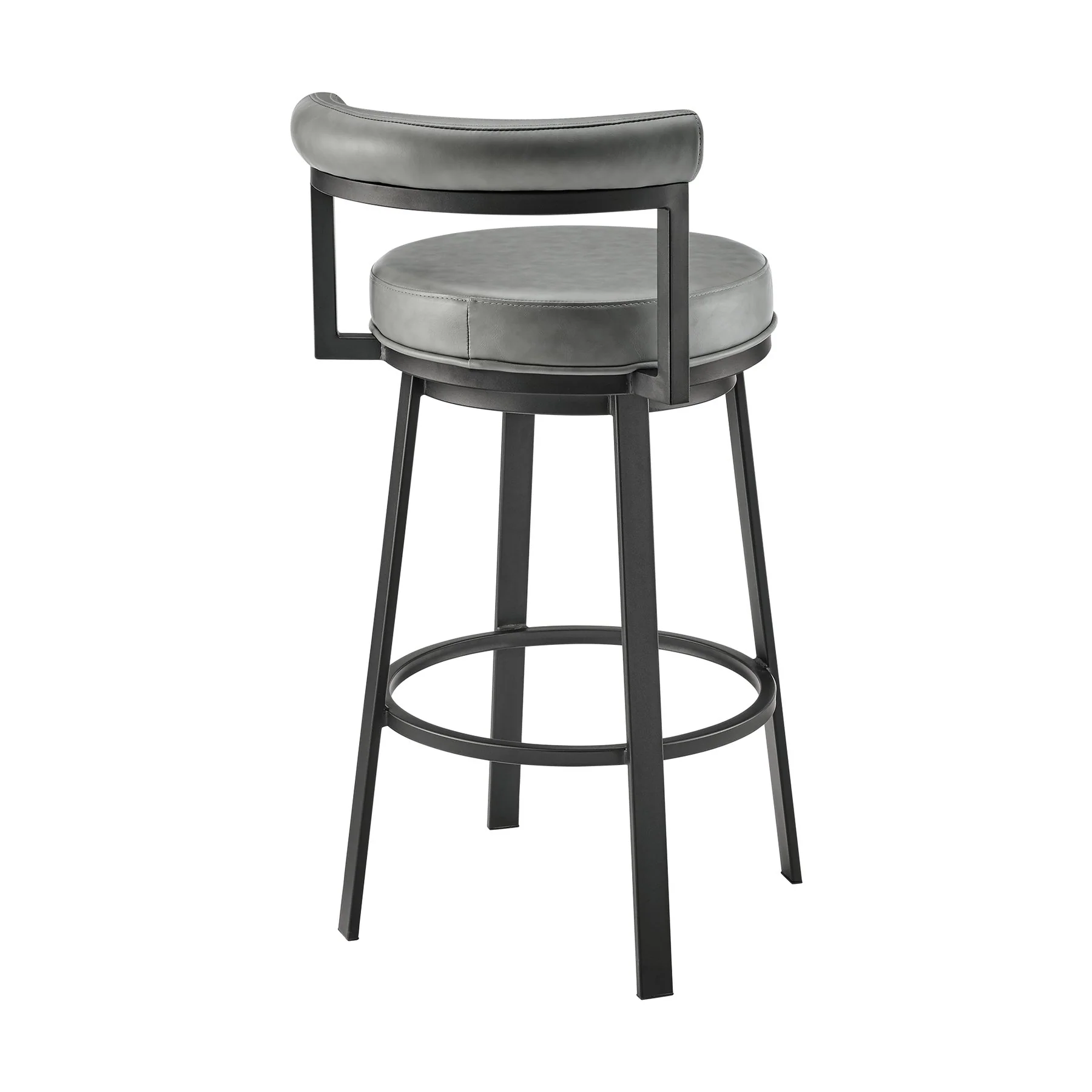 Reuben Swivel Counter or Bar Stool in Black Finish with Gray Faux Leather - Image 4