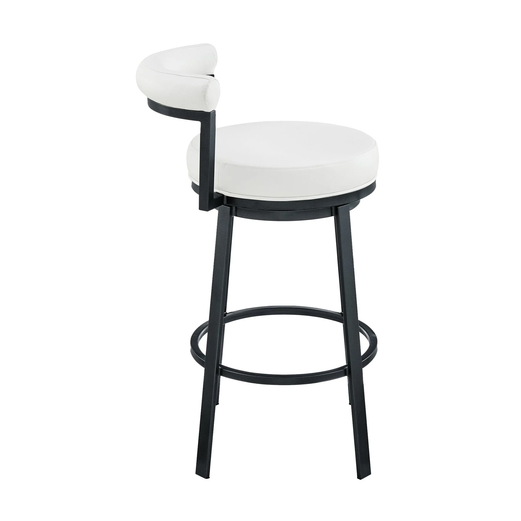 Reuben Swivel Counter or Bar Stool in Cloud Finish with White Faux Leather - Image 3