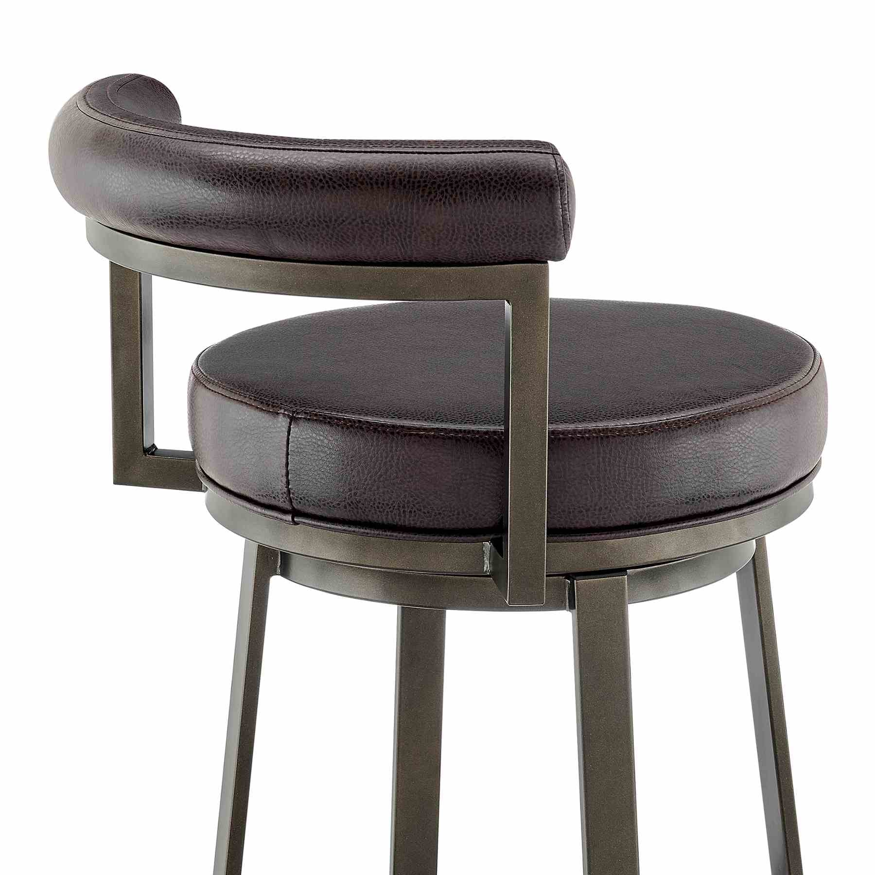 Reuben Swivel Counter or Bar Stool in Mocha Finish with Brown Faux Leather - Image 7