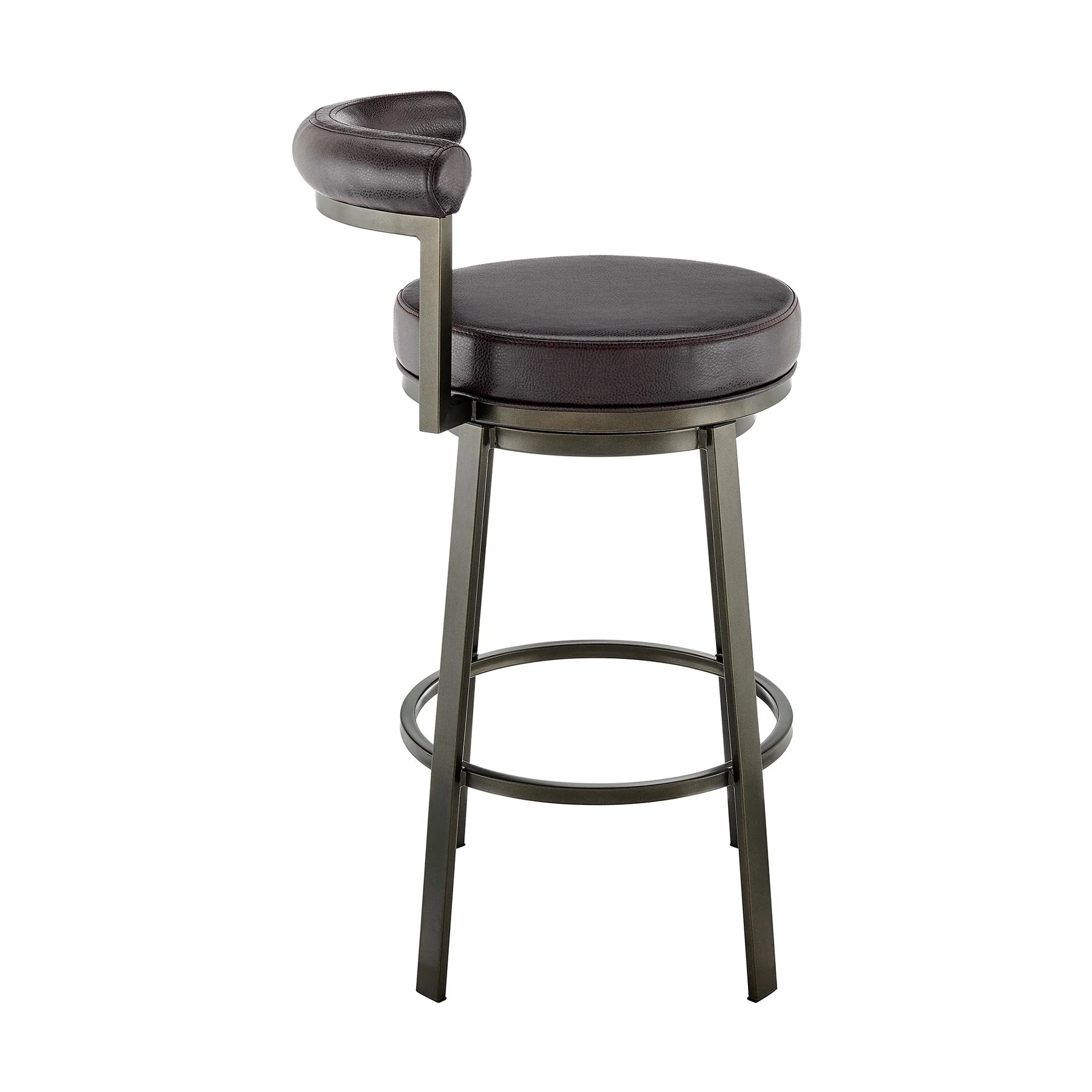 Reuben Swivel Counter or Bar Stool in Mocha Finish with Brown Faux Leather - Image 3