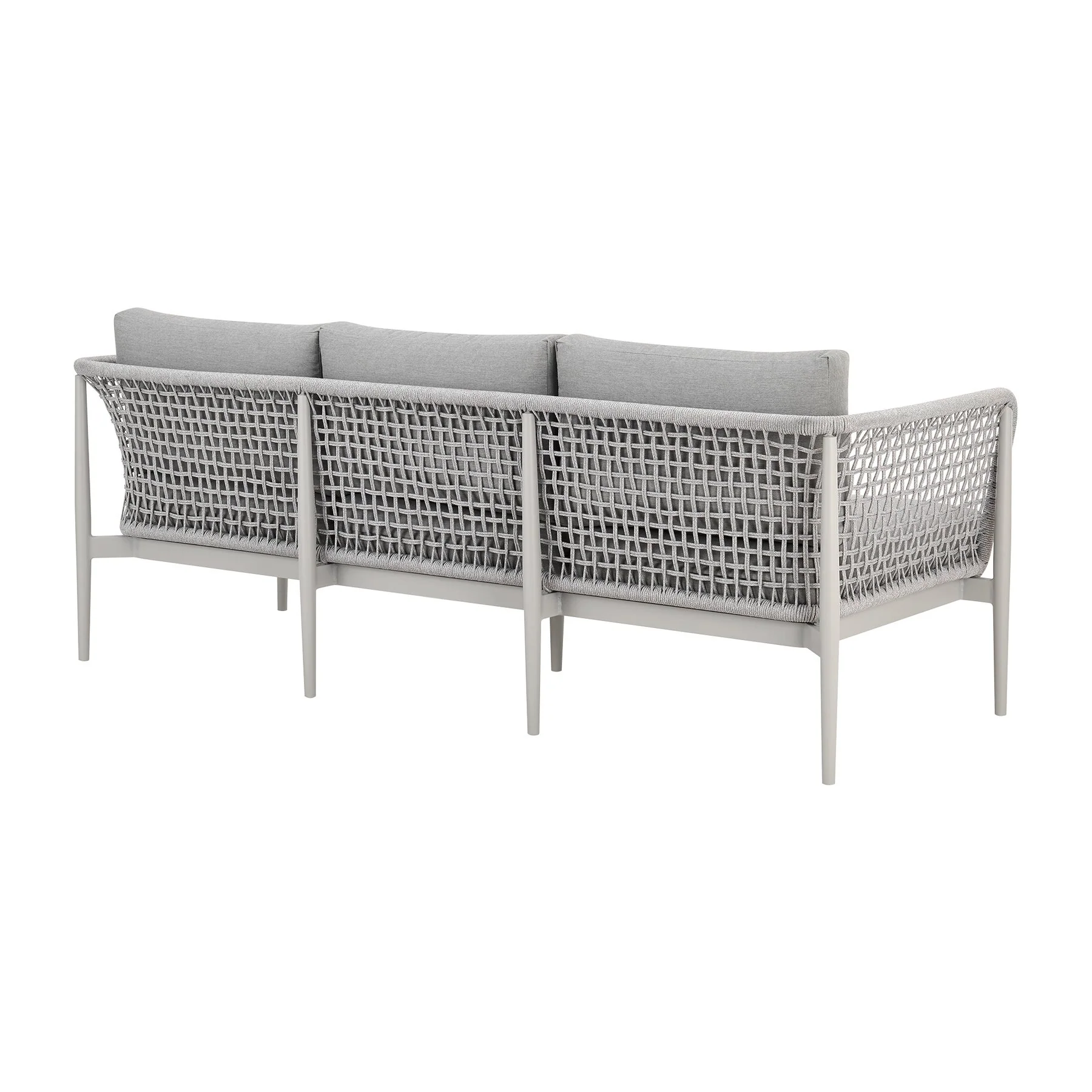 Rhodes Outdoor Patio 4 Piece Conversation Set in Aluminum with Sintered Stone and Gray Cushions - Image 3