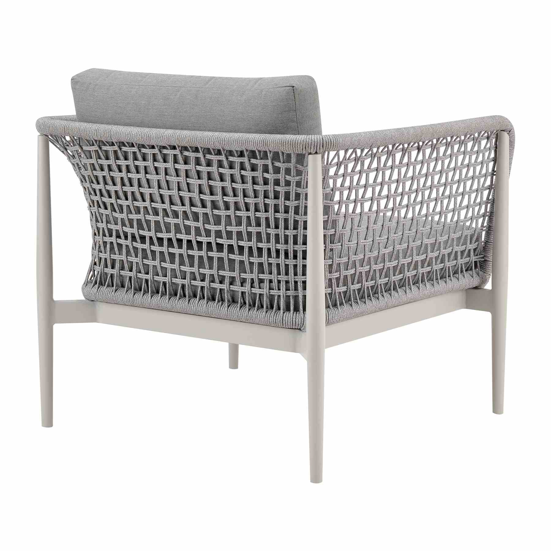 Rhodes Outdoor Patio 4 Piece Conversation Set in Aluminum with Sintered Stone and Gray Cushions - Image 5