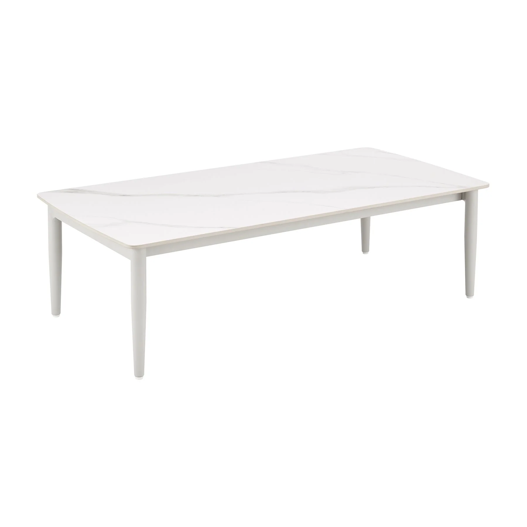 Rhodes Outdoor Patio 4 Piece Conversation Set in Aluminum with Sintered Stone and Gray Cushions - Image 6