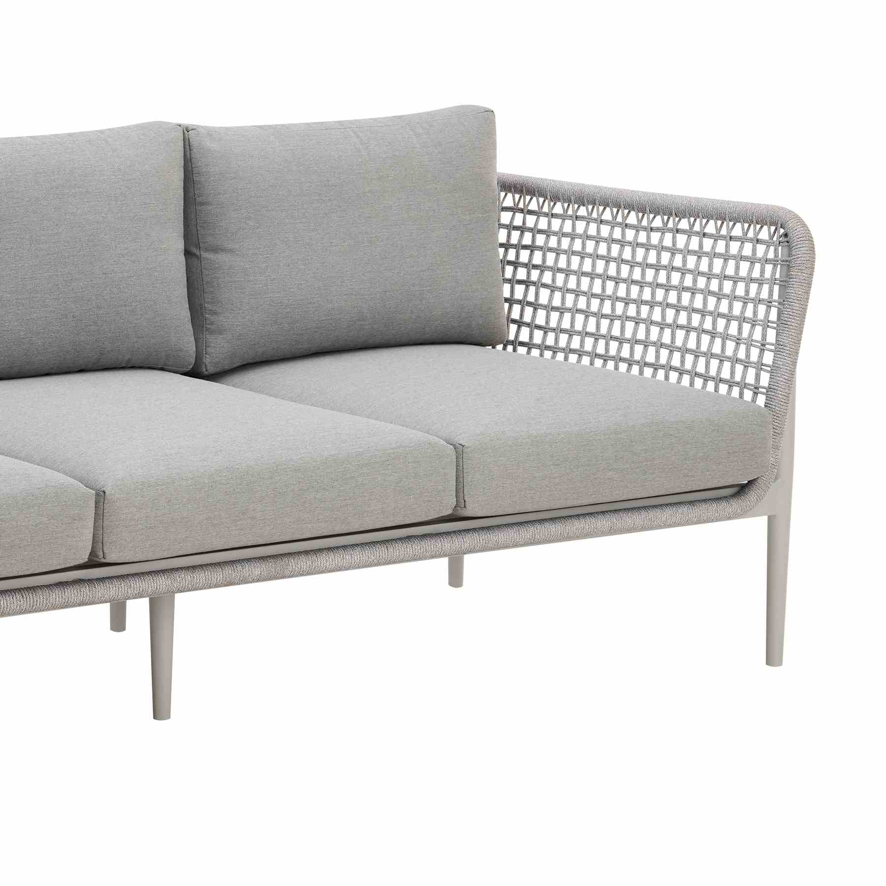Rhodes Outdoor Patio 4 Piece Conversation Set in Aluminum with Sintered Stone and Gray Cushions - Image 7