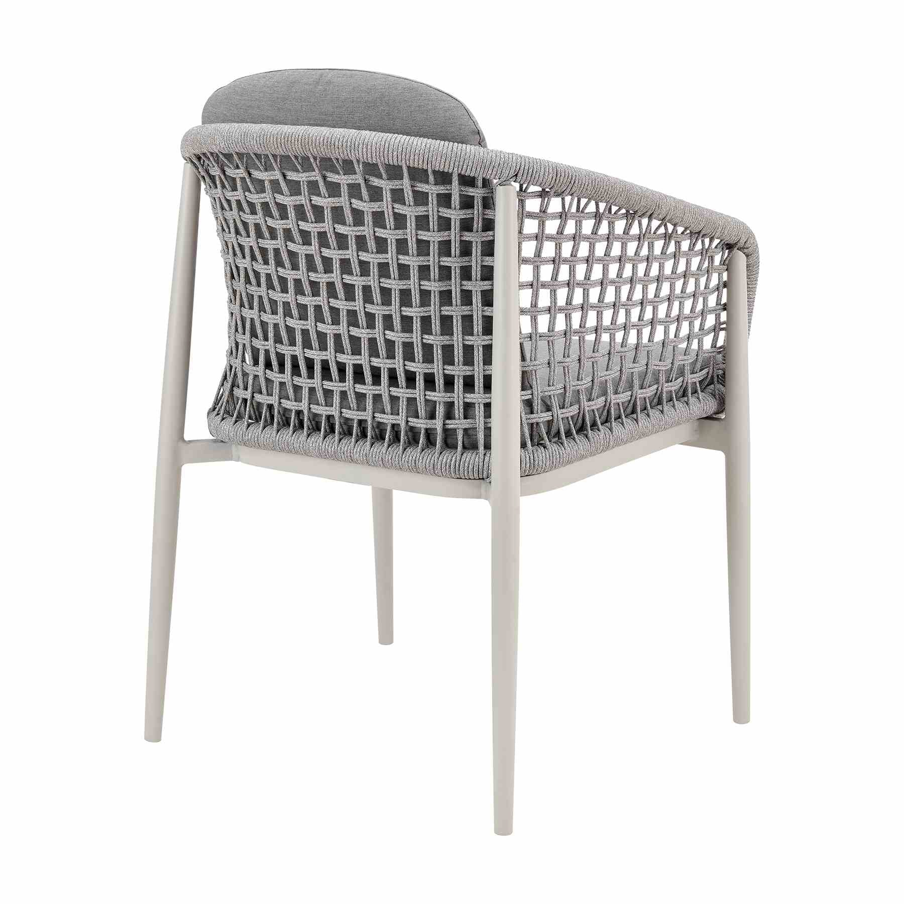 Rhodes Outdoor Patio 5 Piece Dining Set in Aluminum with Sintered Stone and Gray Cushions - Image 3