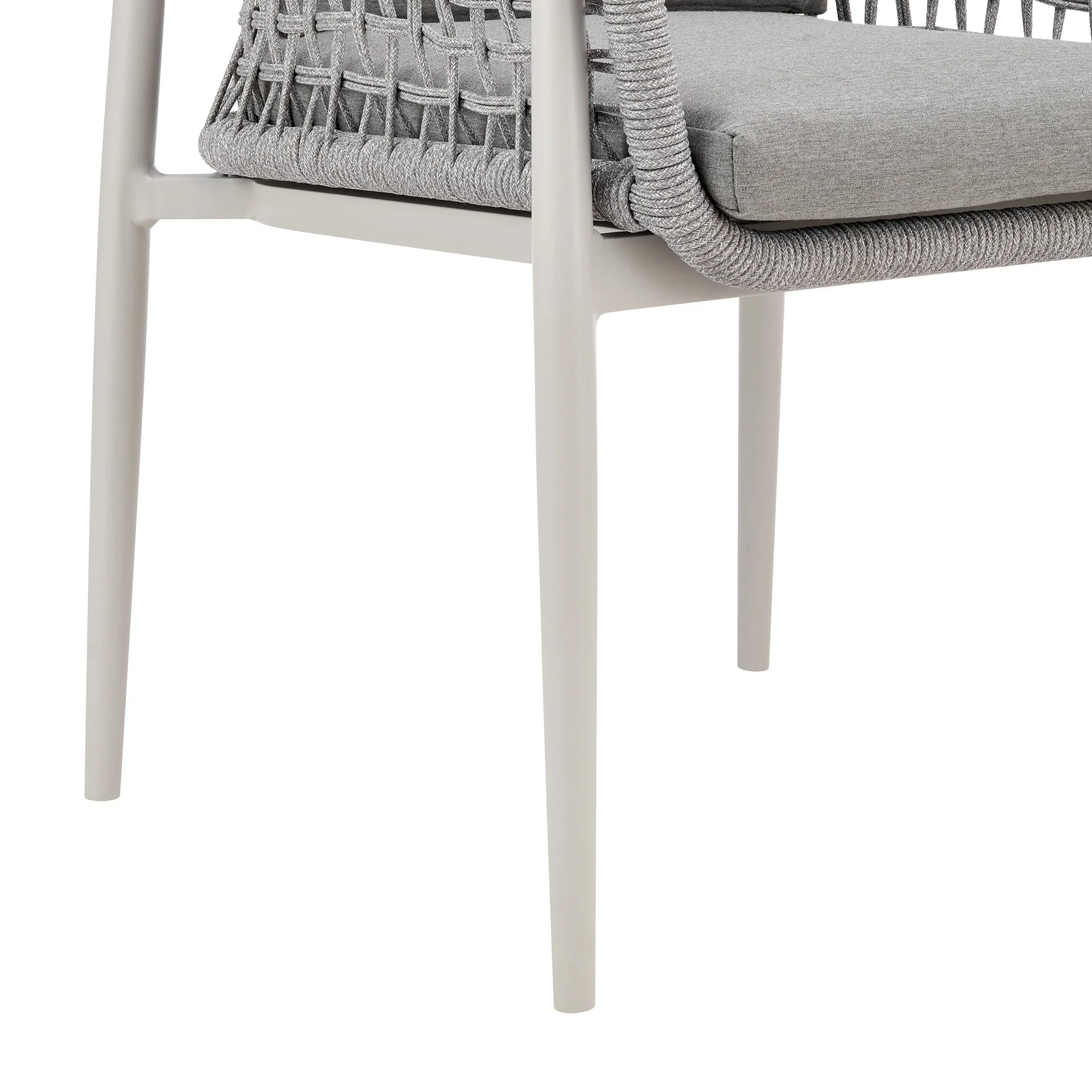 Rhodes Outdoor Patio 5 Piece Dining Set in Aluminum with Sintered Stone and Gray Cushions - Image 7